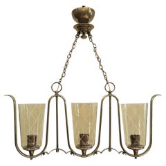 French Mid Century Horizontal Chandelier in the Style of Jean Royere