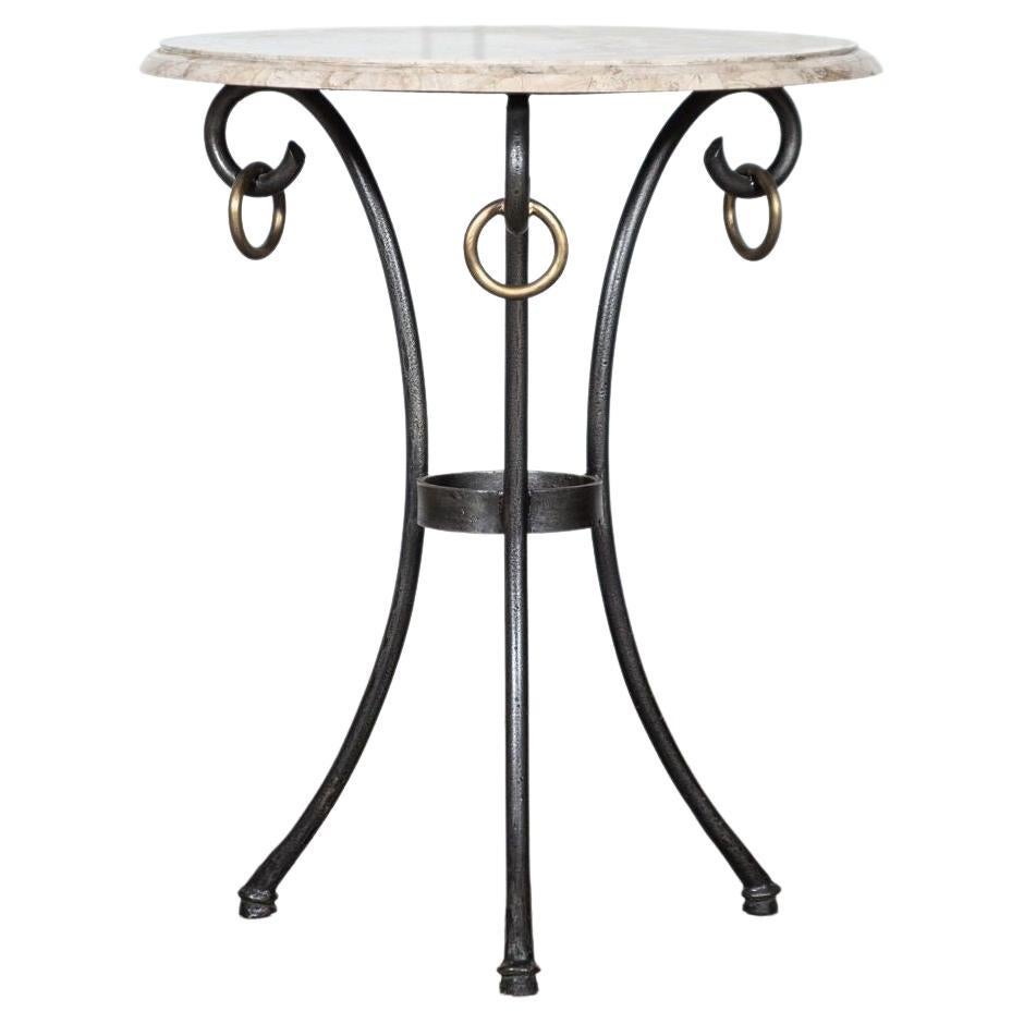 French Mid Century Iron & Stone Table For Sale