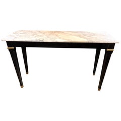 French Midcentury Jansen Style Black Lacquered Console Table