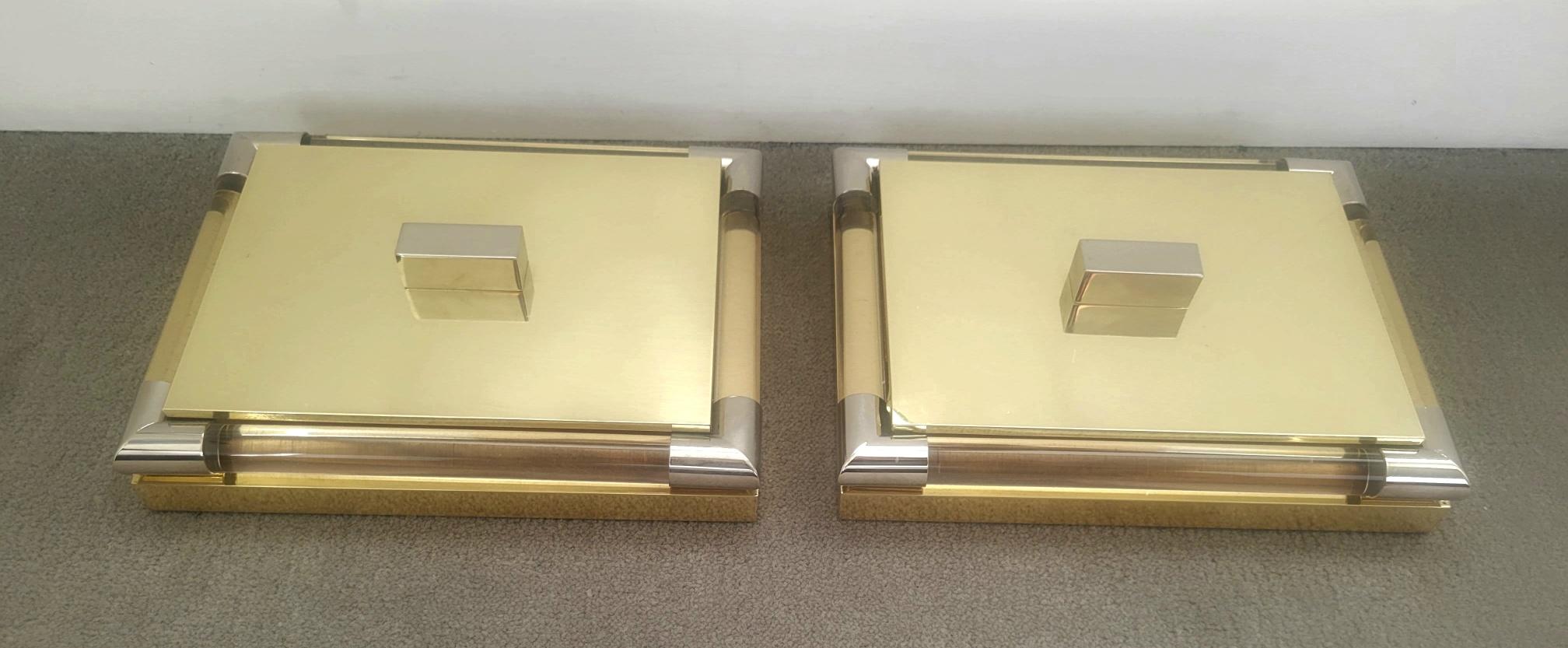 Brass French Mid Century Jewellery Pair of Boxes
