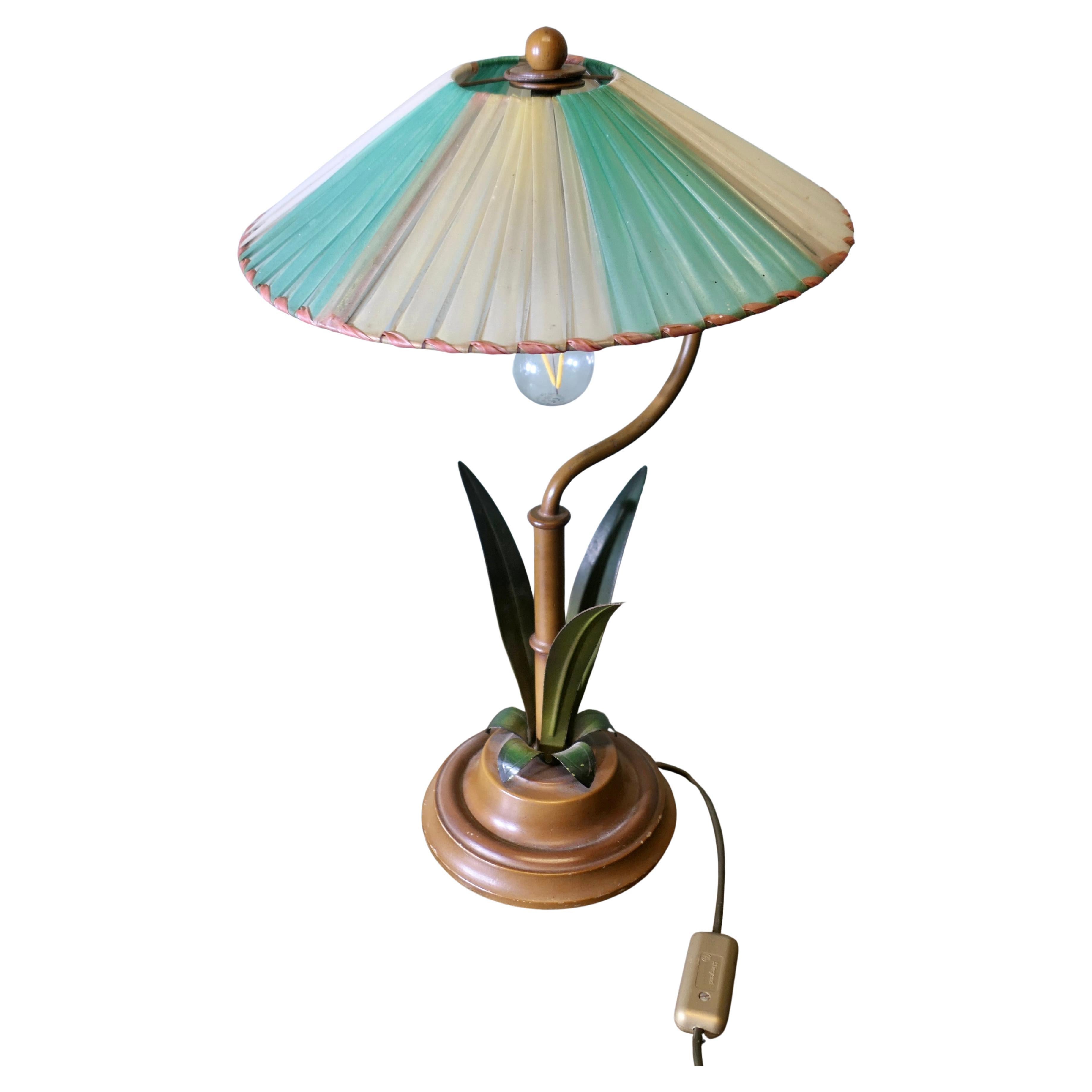 French Mid Century Kitsch Palm Table Lamp