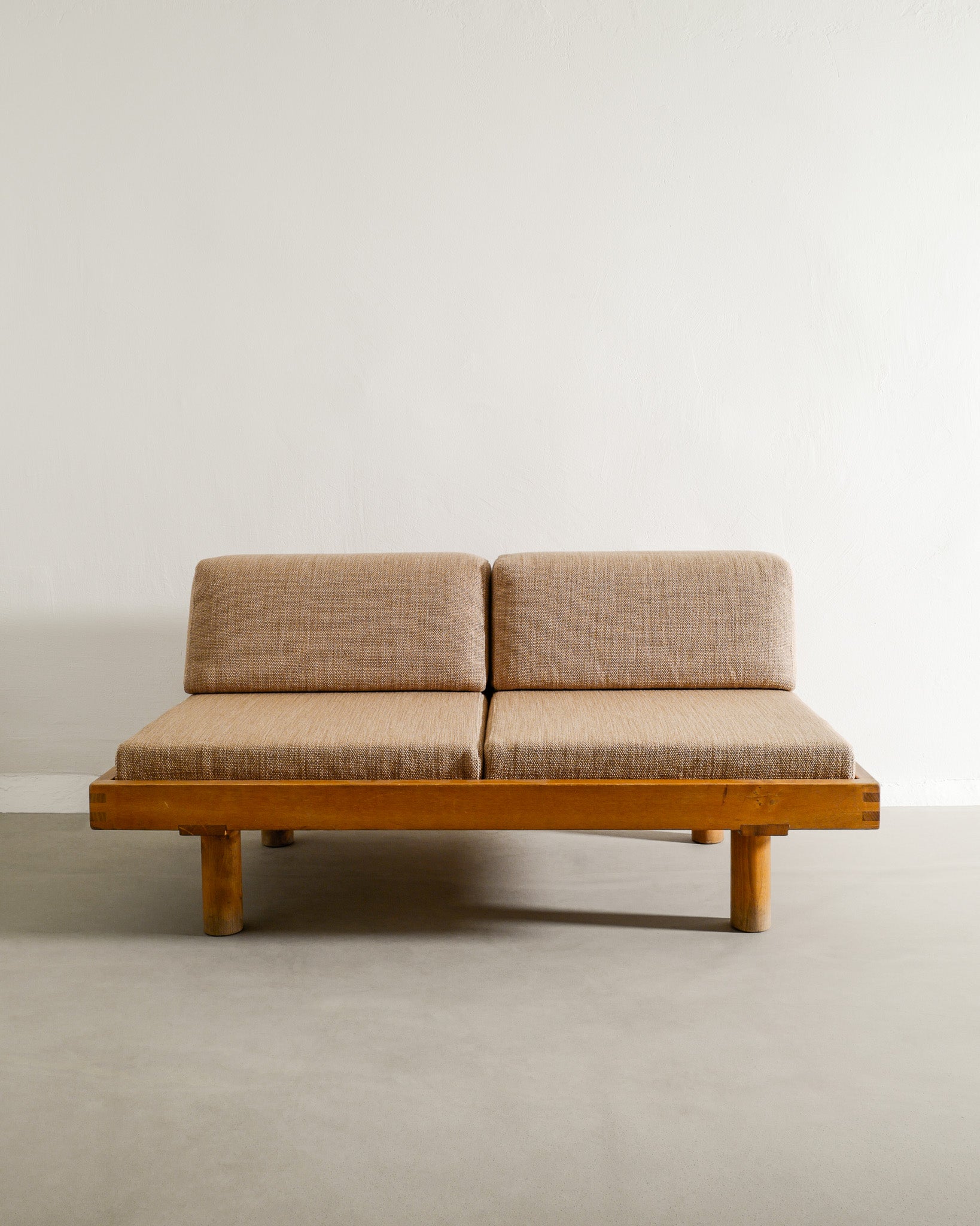 French Mid Century "L09" Sofa in Elm by Pierre Chapo Produced in France, 1960s 