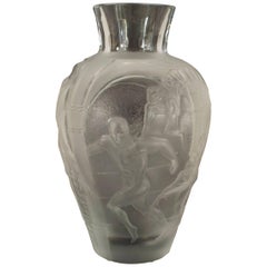 French Mid-Century Lalique Frosted Glass Vase