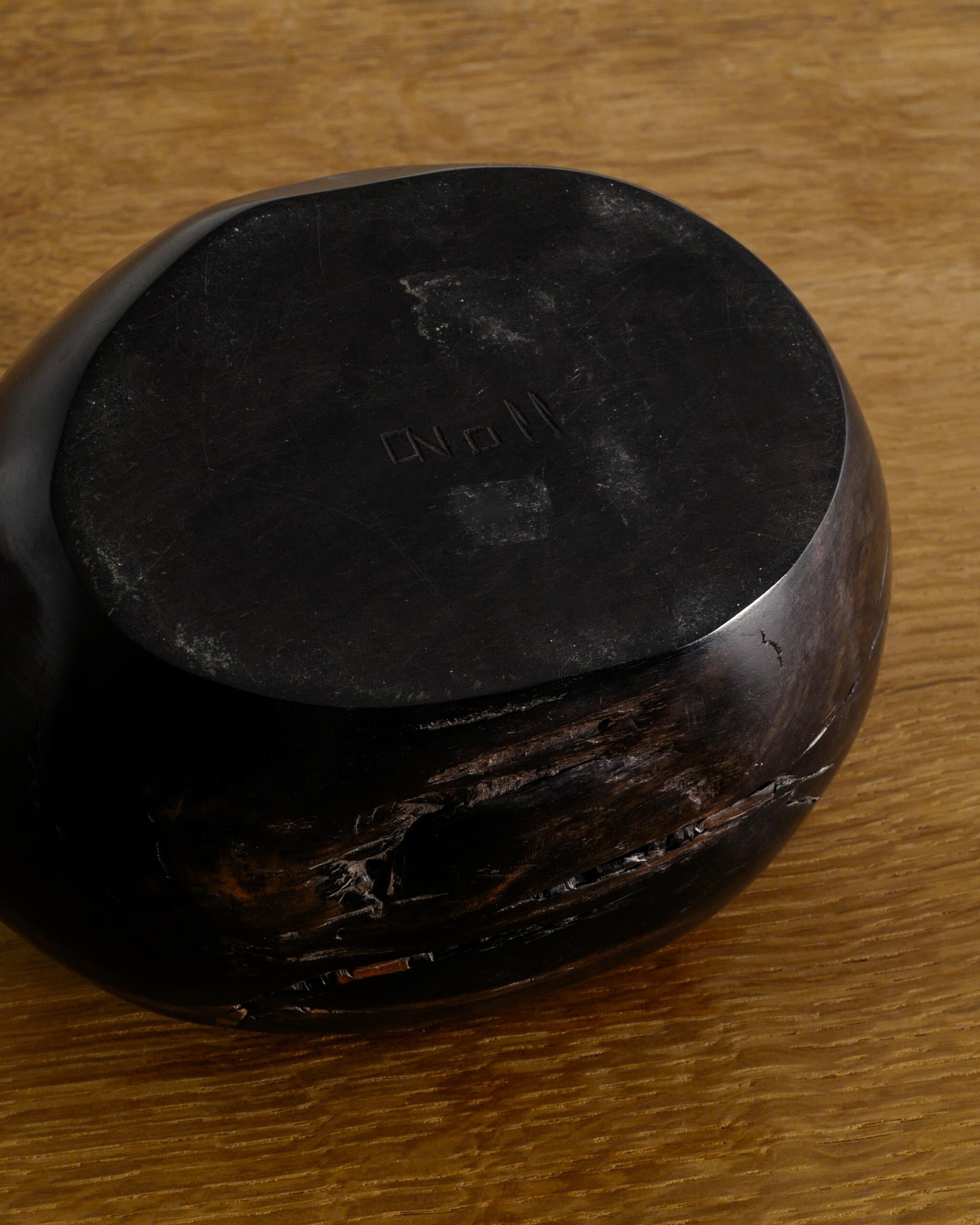Ebony French Mid Century Large Wooden Bowl by Odile Noll Produced in France, 1960s For Sale