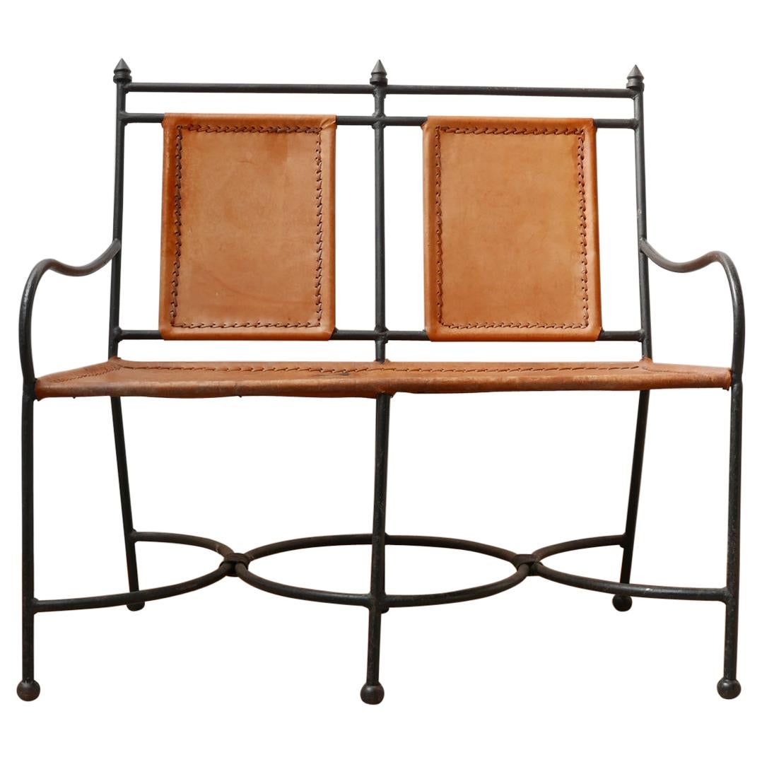 MidCentury Leather Bench at 1stDibs