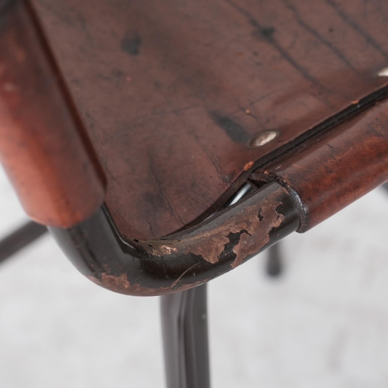 French Mid-Century Leather Bar Stools, '1' For Sale 5