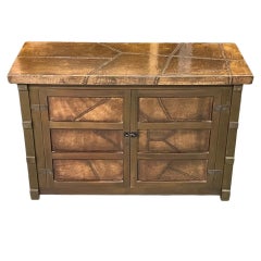 French Mid-Century Leather /Parchment Sideboard /Cabinet after Jean Michel Frank