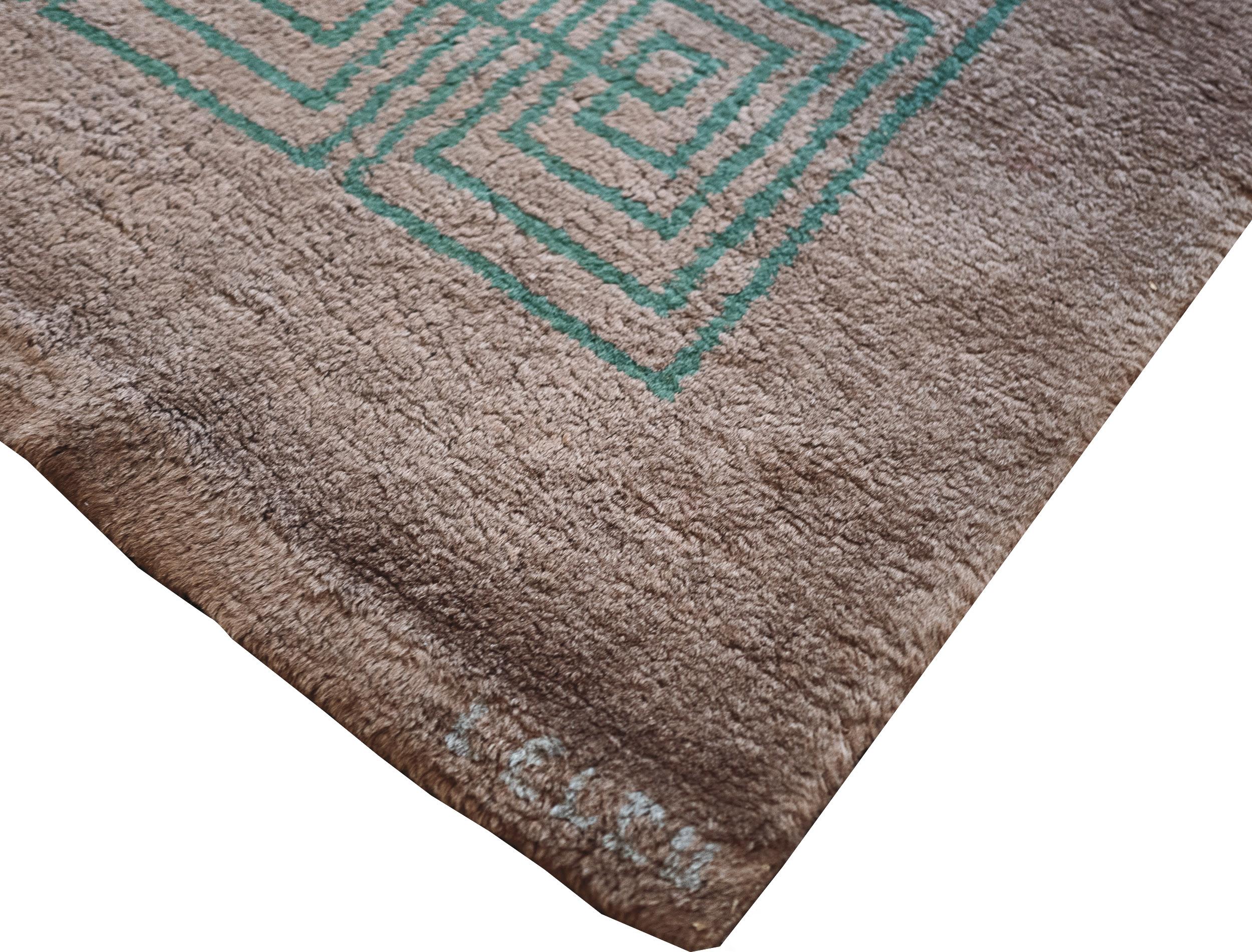 Hand-Woven French Midcentury Leleu Signed Rug