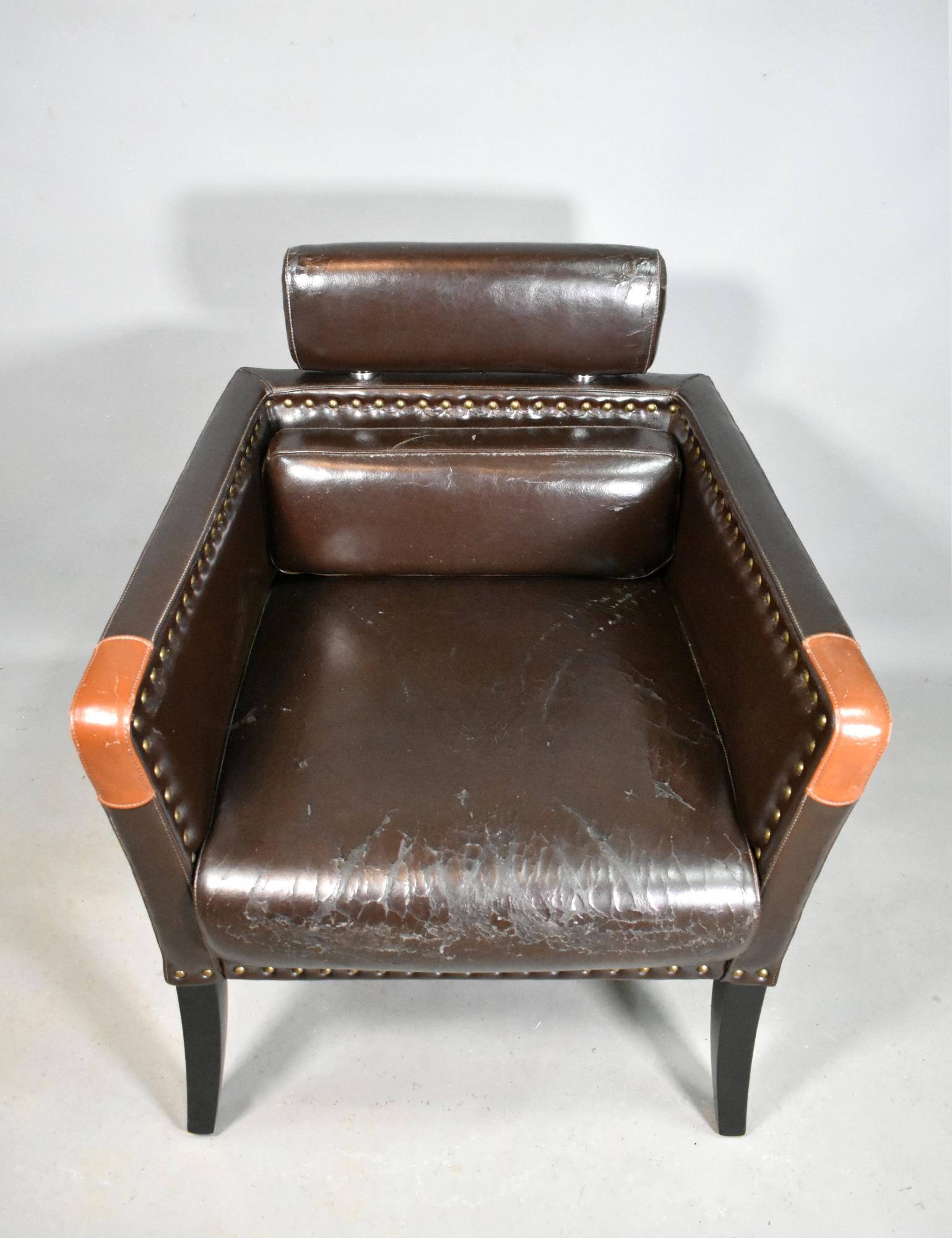 French Mid-Century Lounge Chair in Leatherette For Sale 5