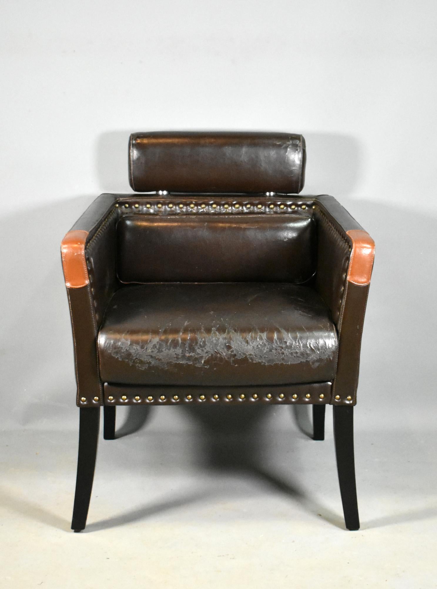 Mid-Century Modern French Mid-Century Lounge Chair in Leatherette For Sale