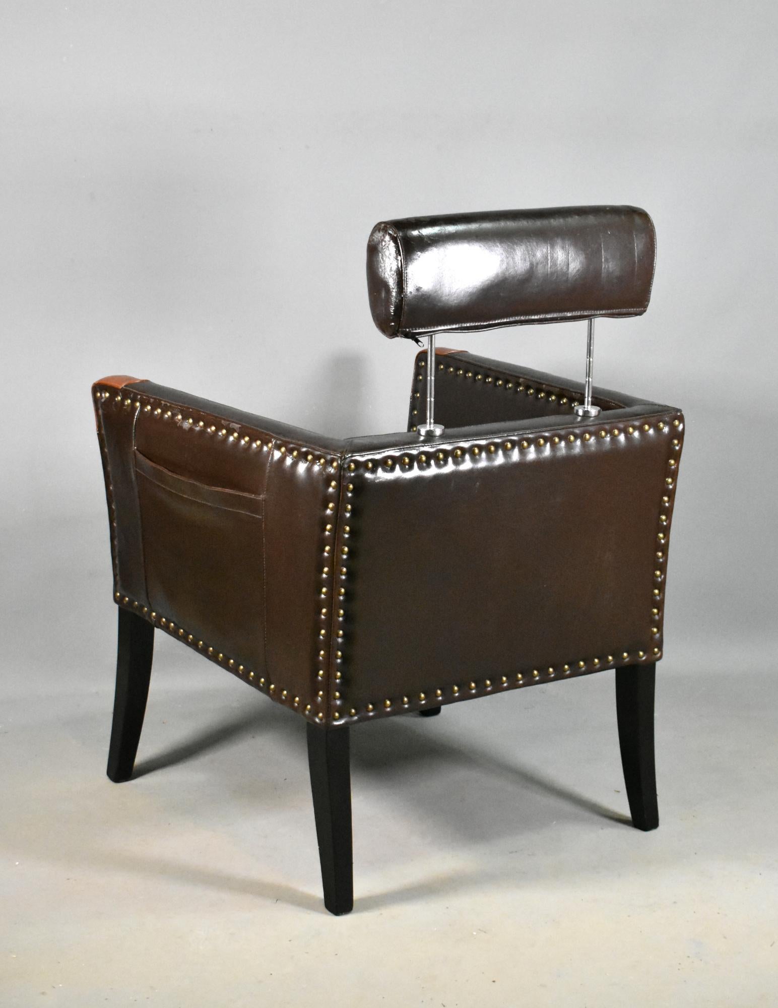 20th Century French Mid-Century Lounge Chair in Leatherette For Sale