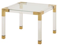 French Midcentury Lucite and Brass Side Table