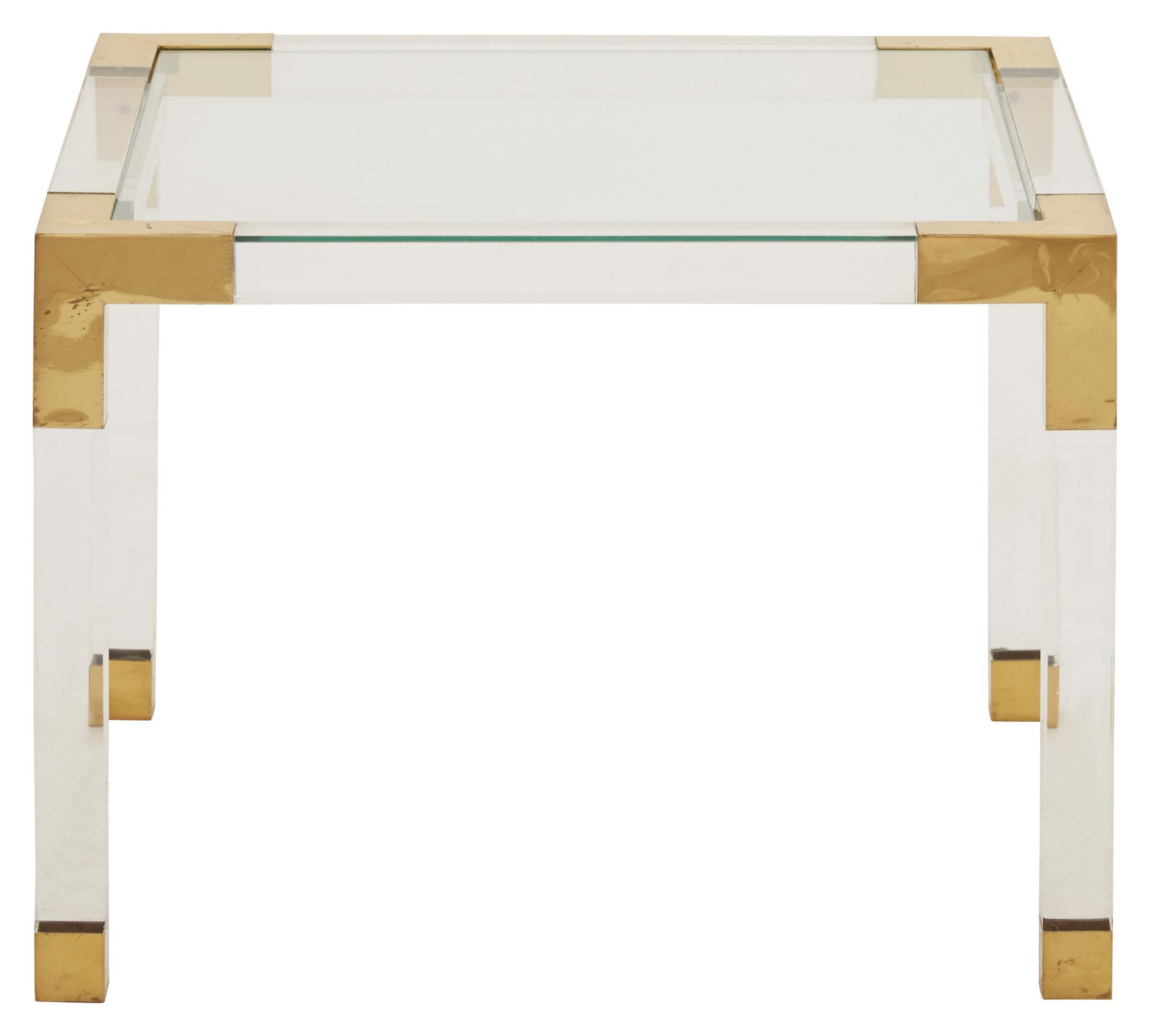 lucite and brass side table