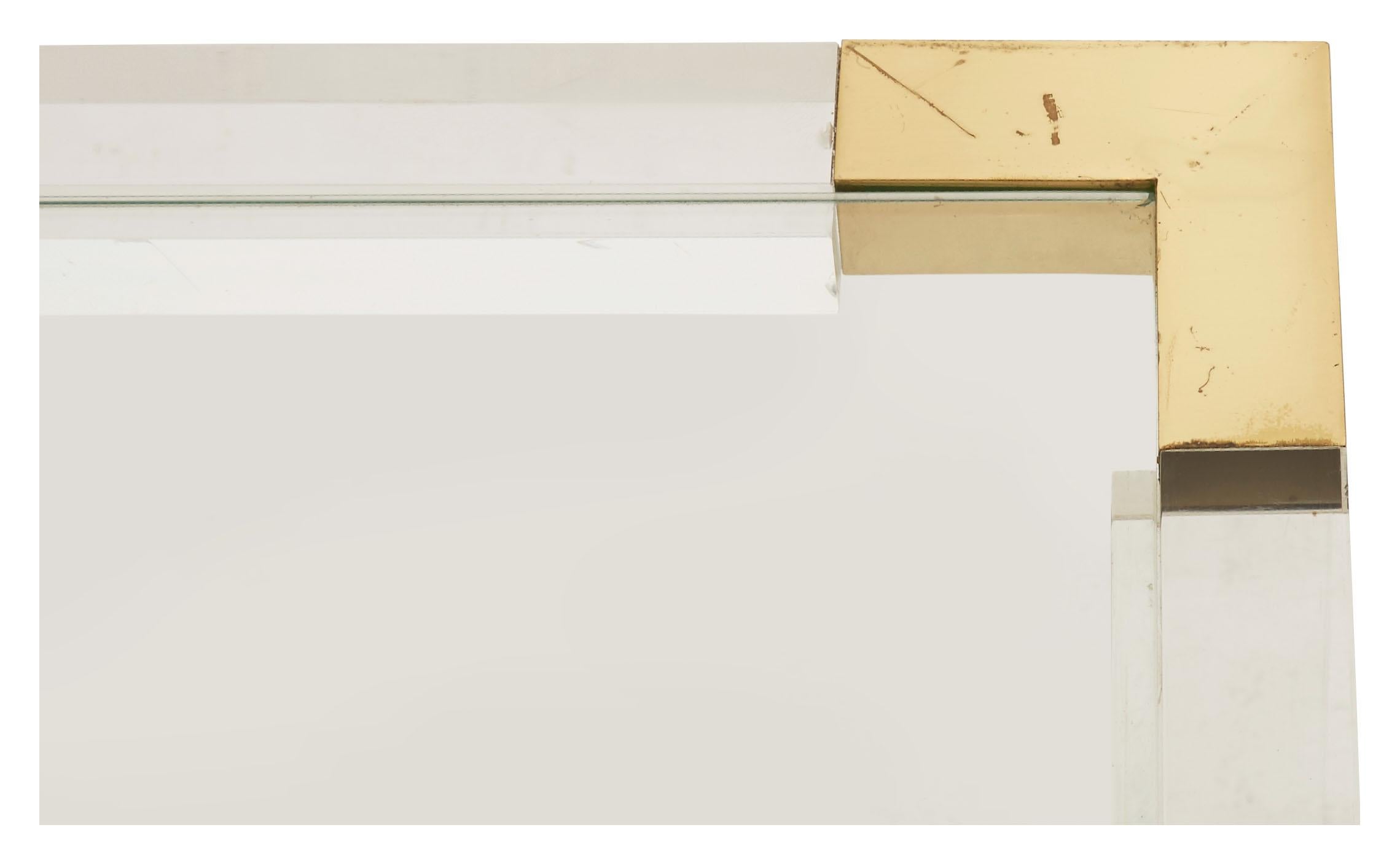 French Midcentury Lucite and Brass Side Table In Good Condition For Sale In Chicago, IL