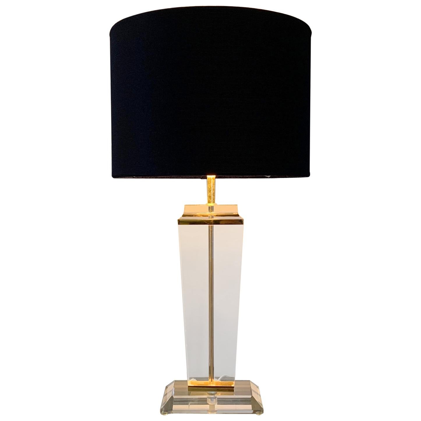 French Midcentury Lucite Table Lamp For Sale