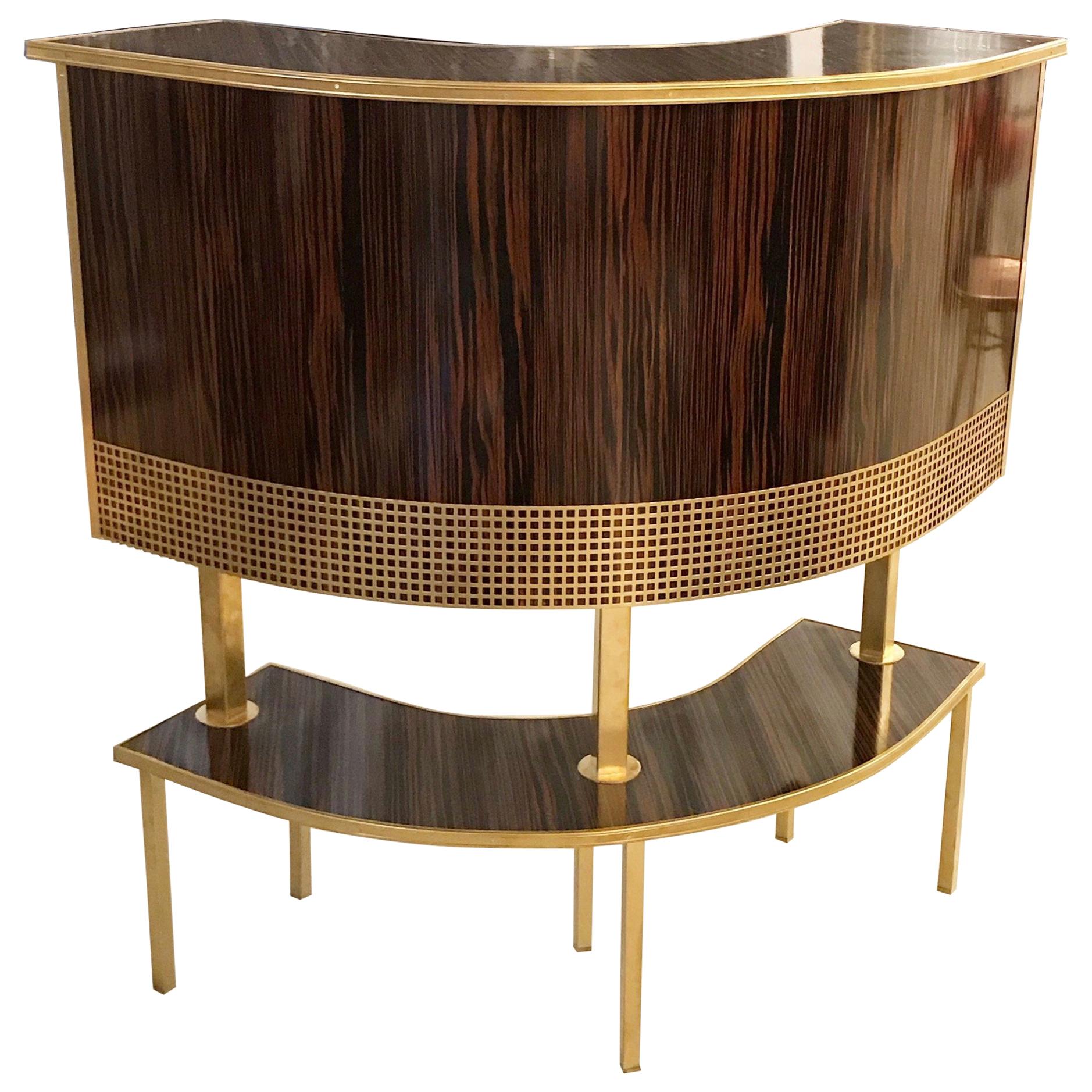 French Mid Century Macassar Curved Dry Bar