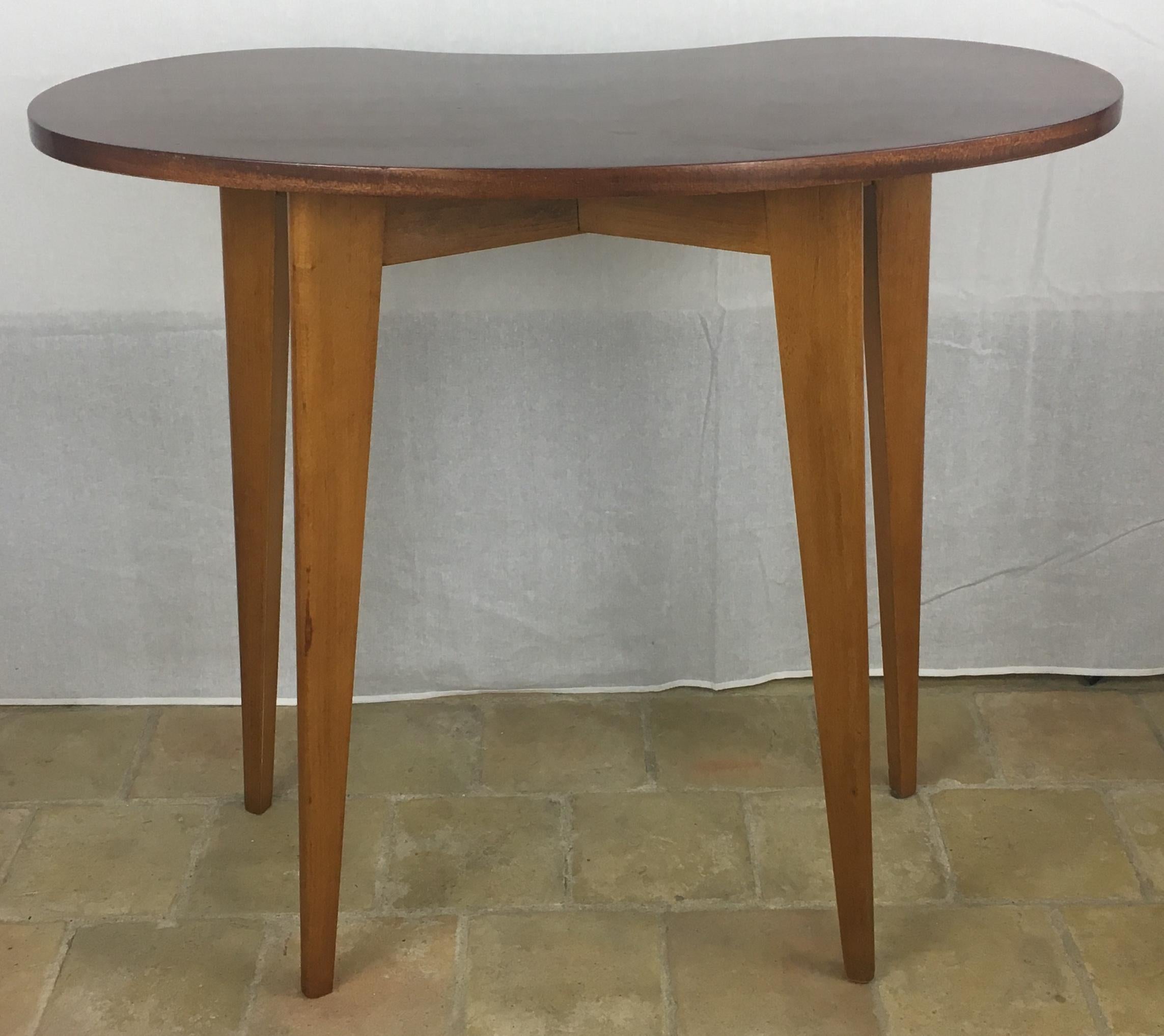 Organic Modern Scandinavian Style Midcentury Mahogany Kidney Shaped End or Side Table