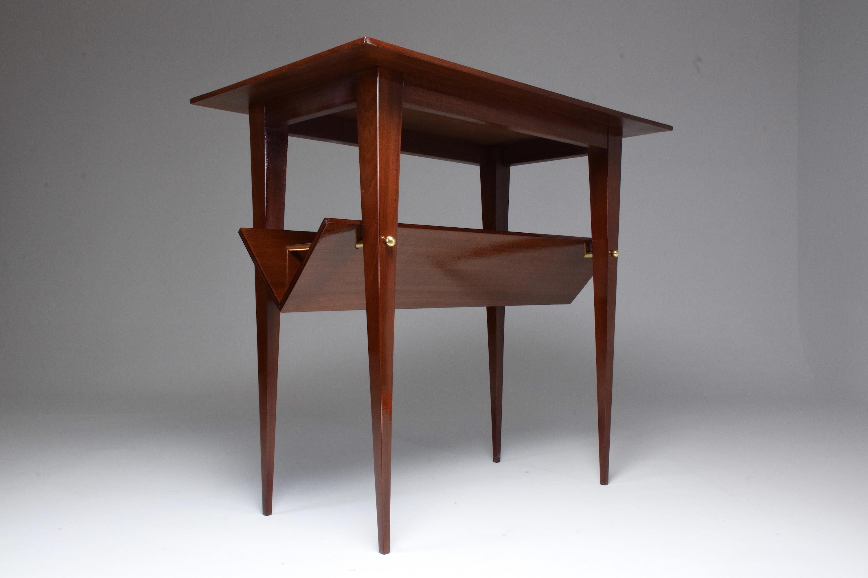 French Midcentury Mahogany Side Table Attributed to Raphael, 1950s 4