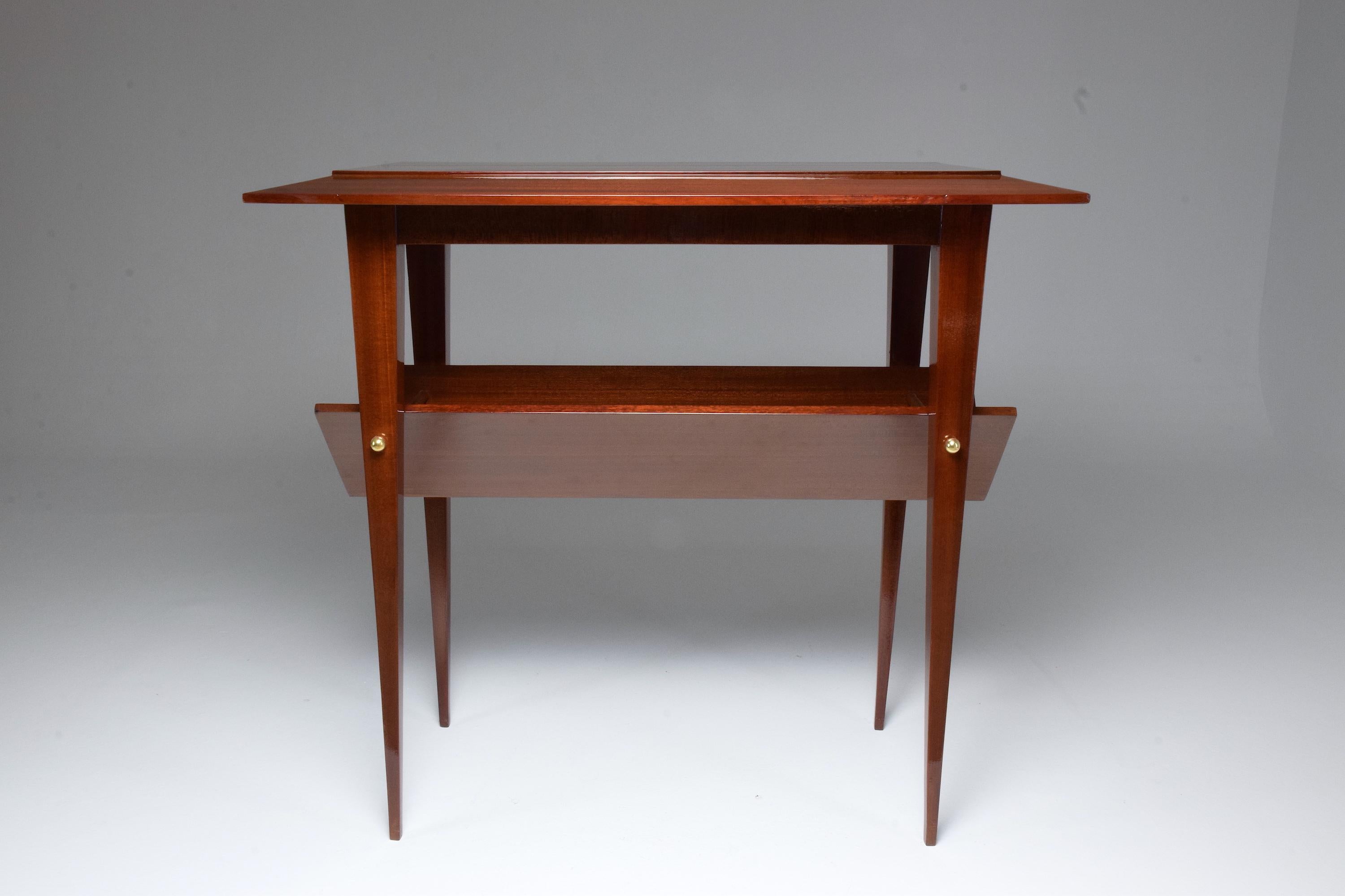 French Midcentury Mahogany Side Table Attributed to Raphael, 1950s 1