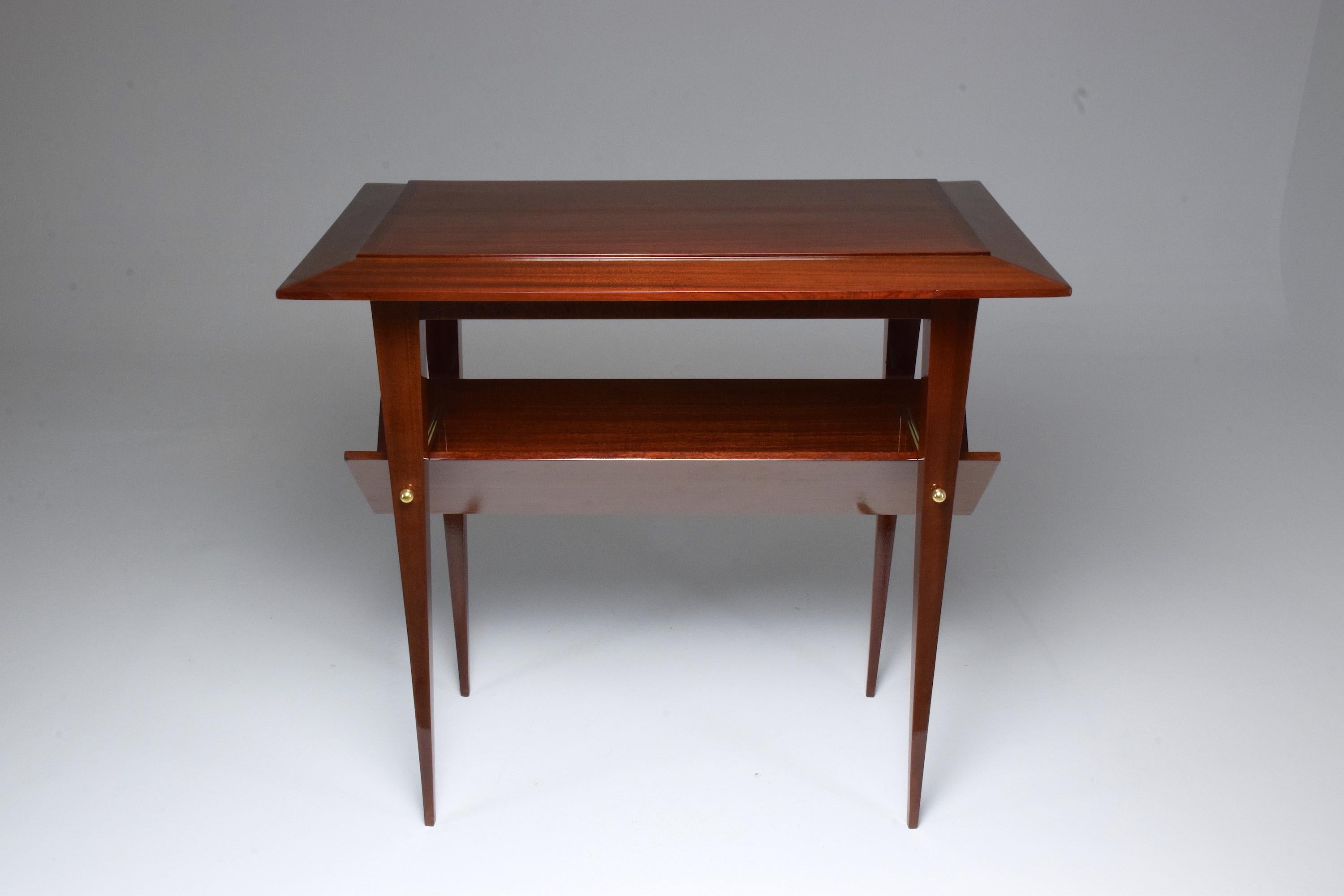 French Midcentury Mahogany Side Table Attributed to Raphael, 1950s 2