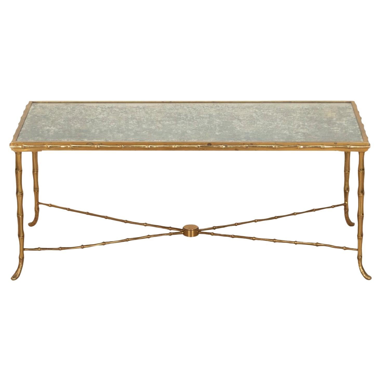 French Mid-Century Maison Bagues Style Brass Coffee Table