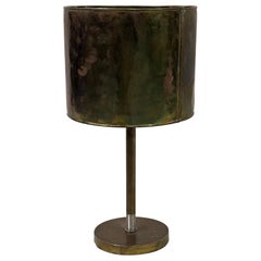 French Mid-Century Marine Hand Hammered Brass & Copper Table Lamp