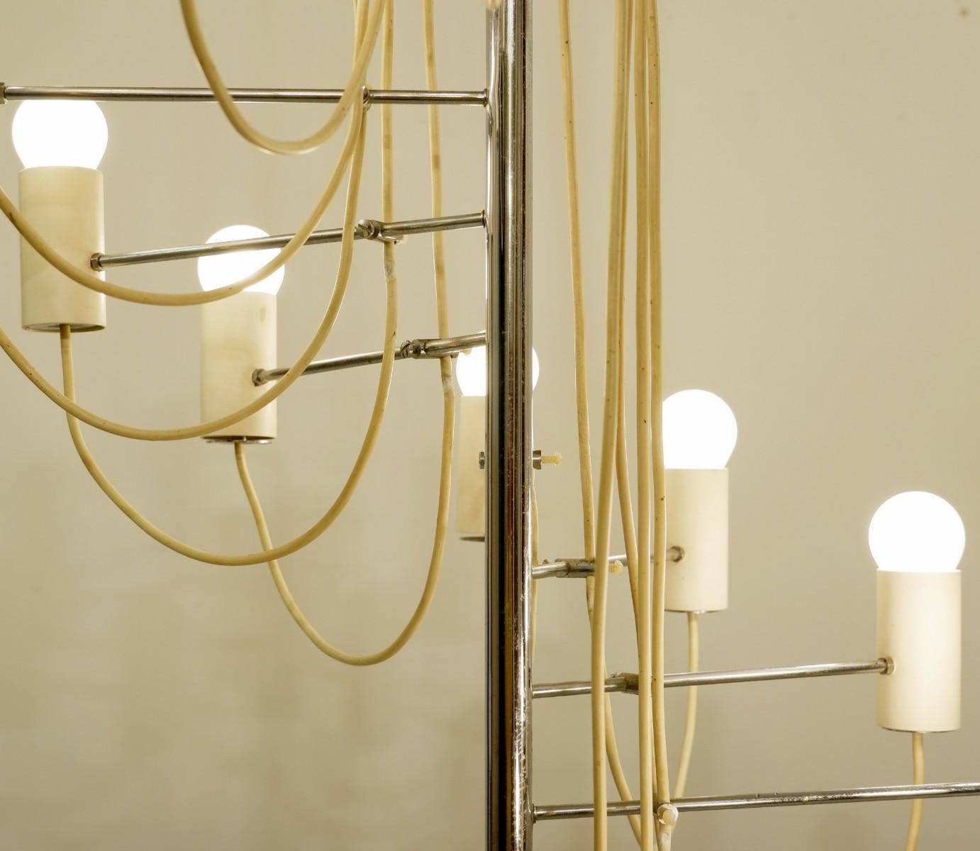 French Midcentury Minimalist 'A16' chandelier by Alain Richard for Disderot.