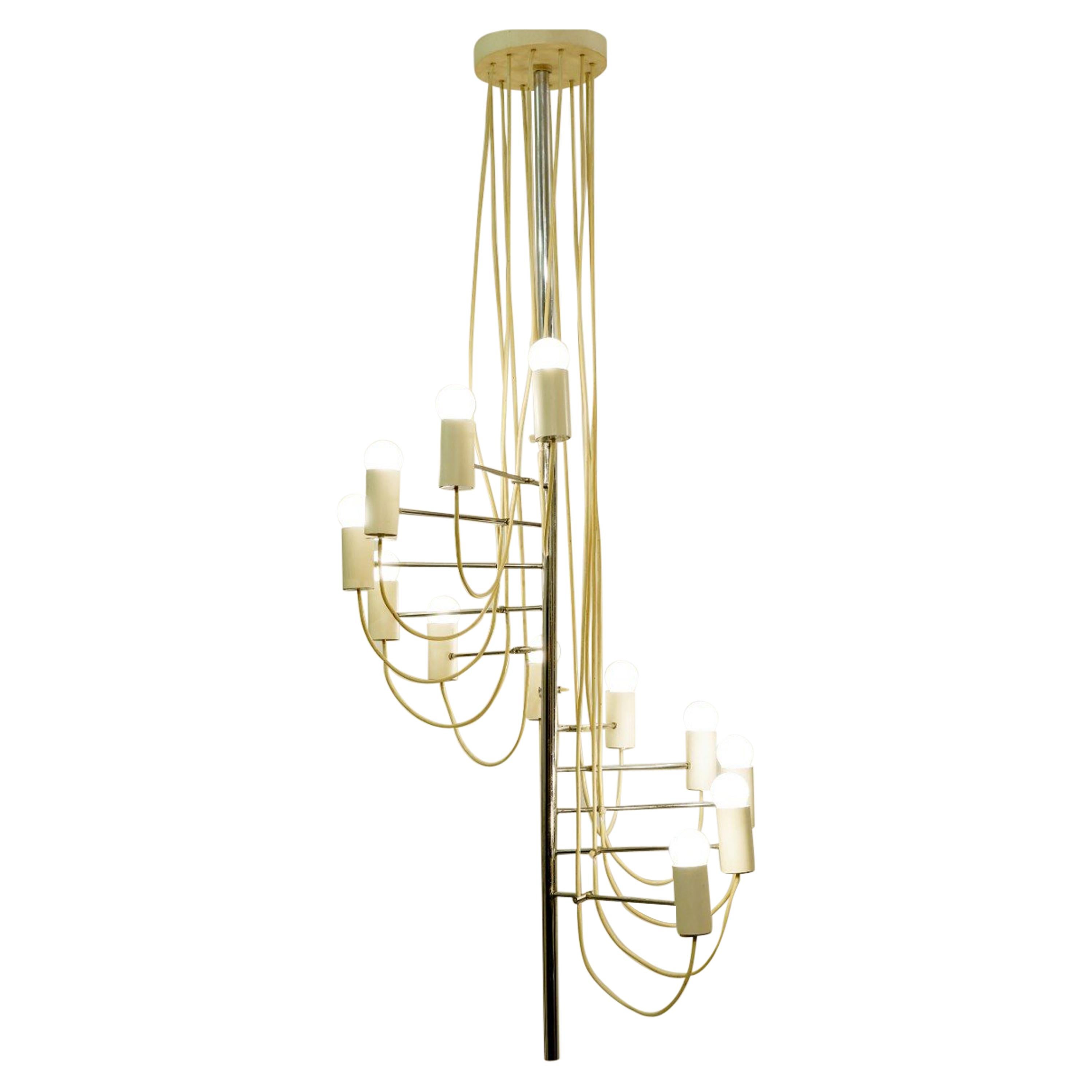 French Midcentury Minimalist 'A16' Chandelier by Alain Richard for Disderot