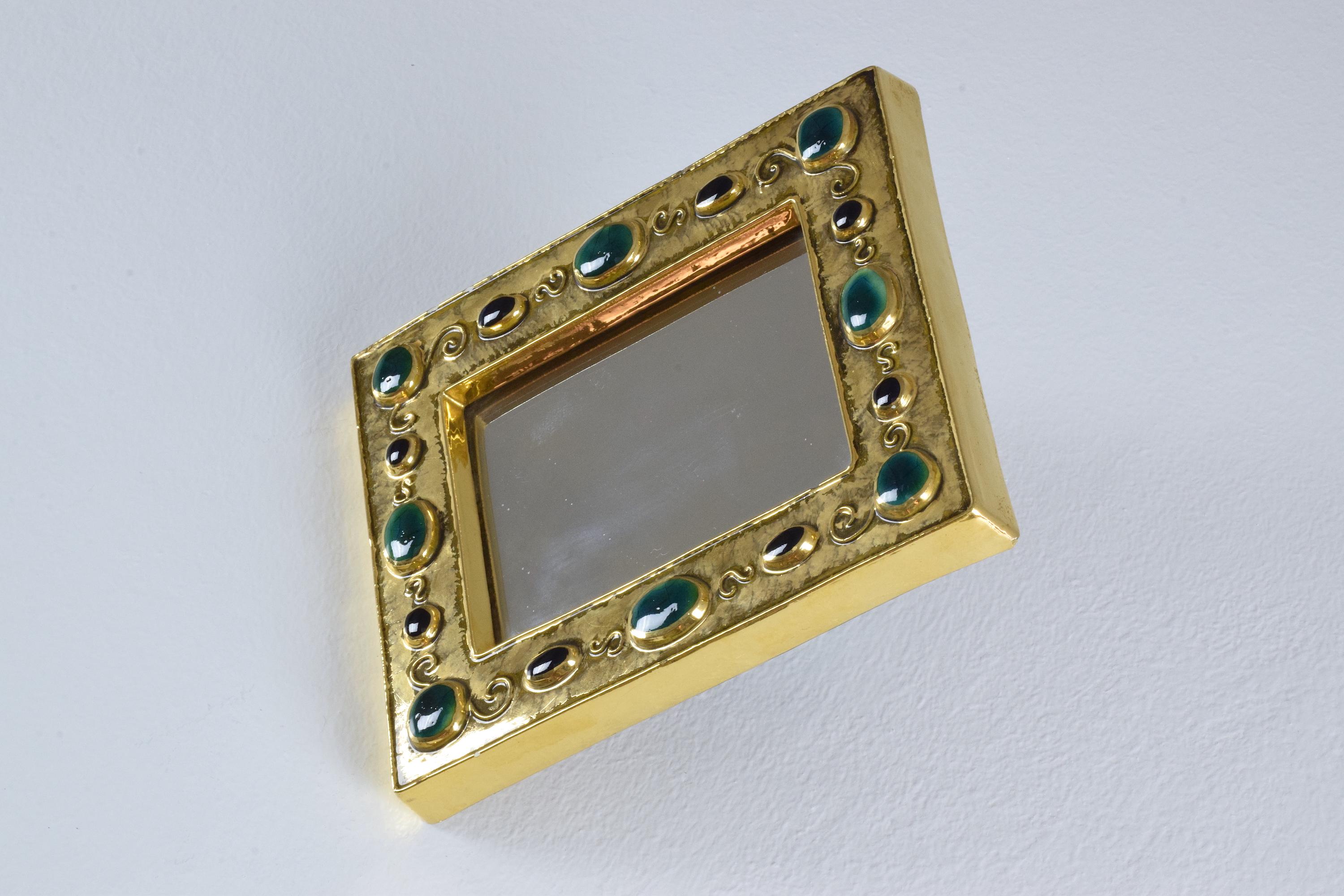 French Midcentury Ceramic Mirror Frame by François Lembo, 1960s 5