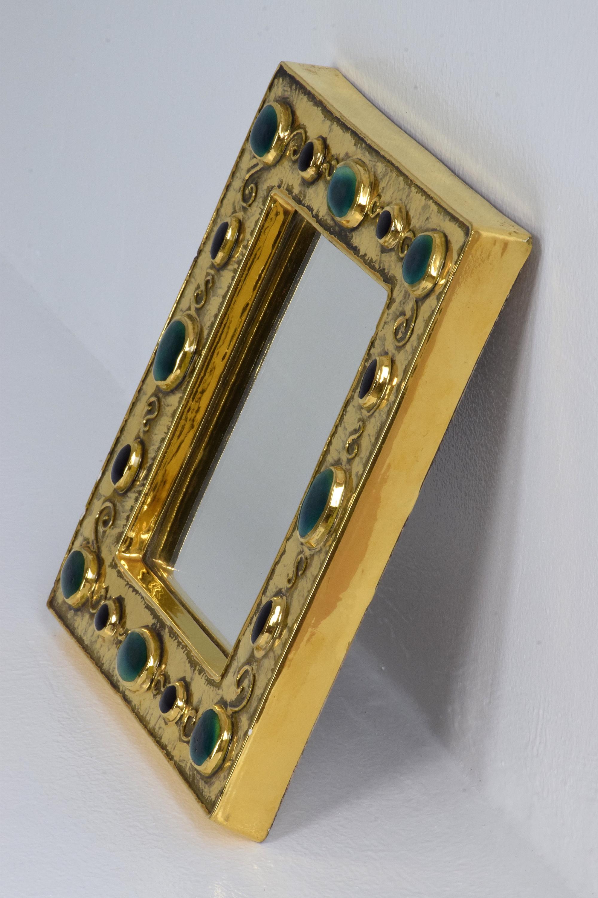 Mid-Century Modern French Midcentury Ceramic Mirror Frame by François Lembo, 1960s