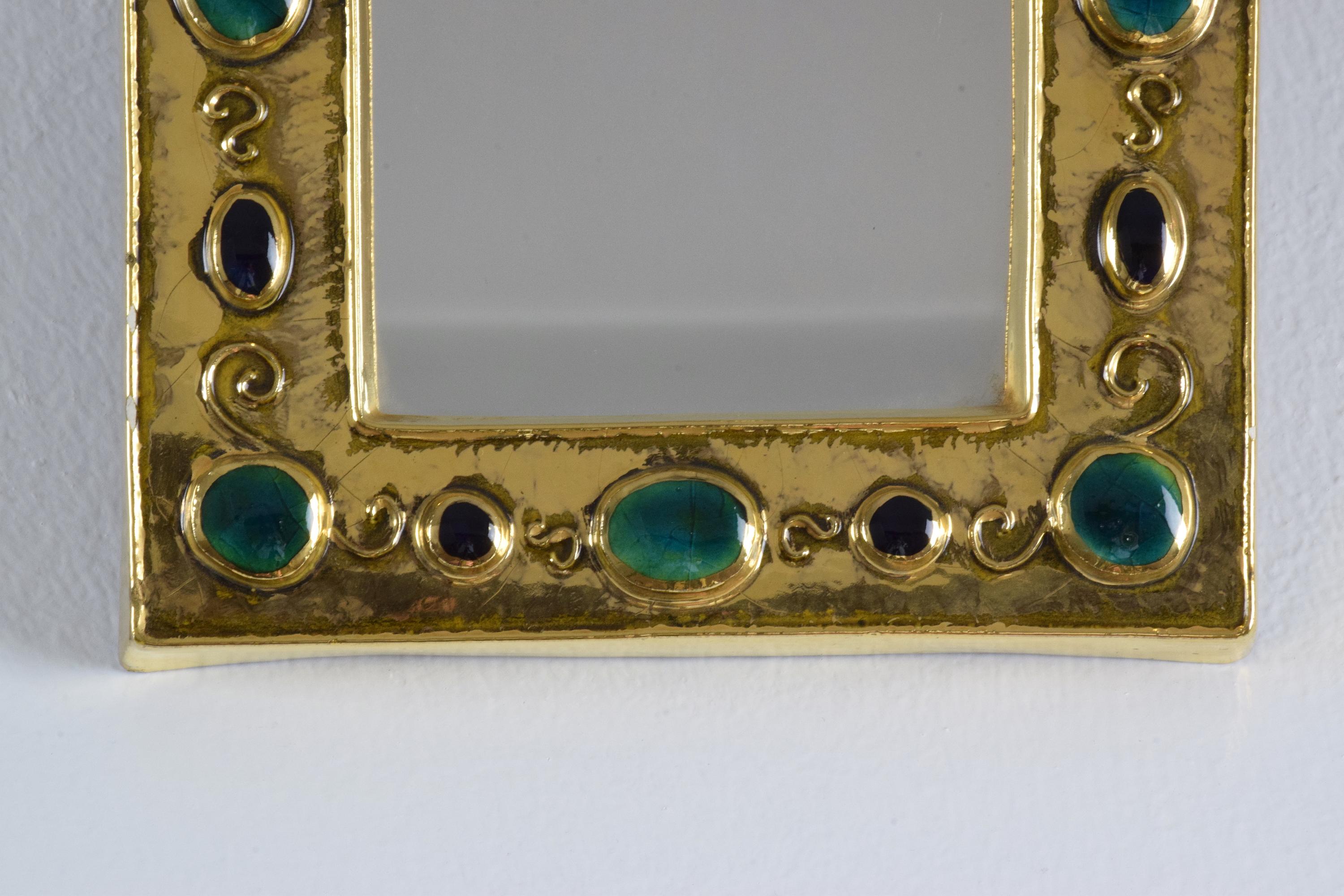 French Midcentury Ceramic Mirror Frame by François Lembo, 1960s 1