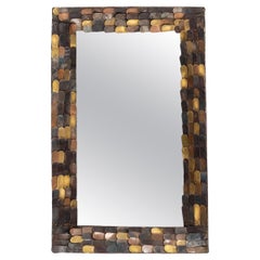 French Mid-Century Mirror with Metal Scales of Copper, Brass and Iron 1960s