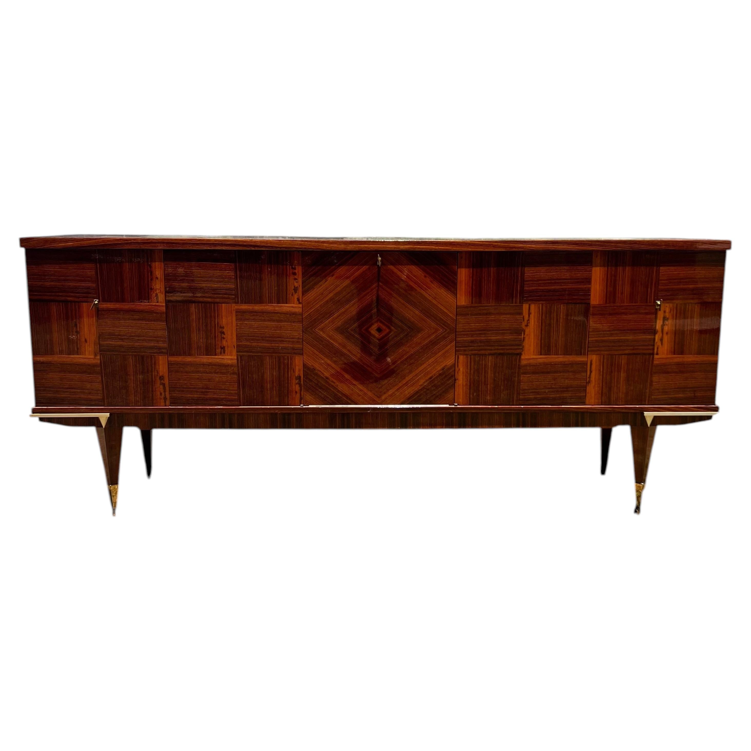 French Mid-Century Modern 1950's Macassar Sideboard For Sale
