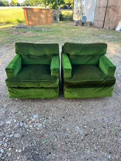 Poltrone da salotto francesi in velluto verde in stile Mid-Century Modern degli anni ’50