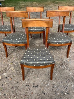 French Mid-Century Modern 1950's Walnut Dining Chairs - Set of 6