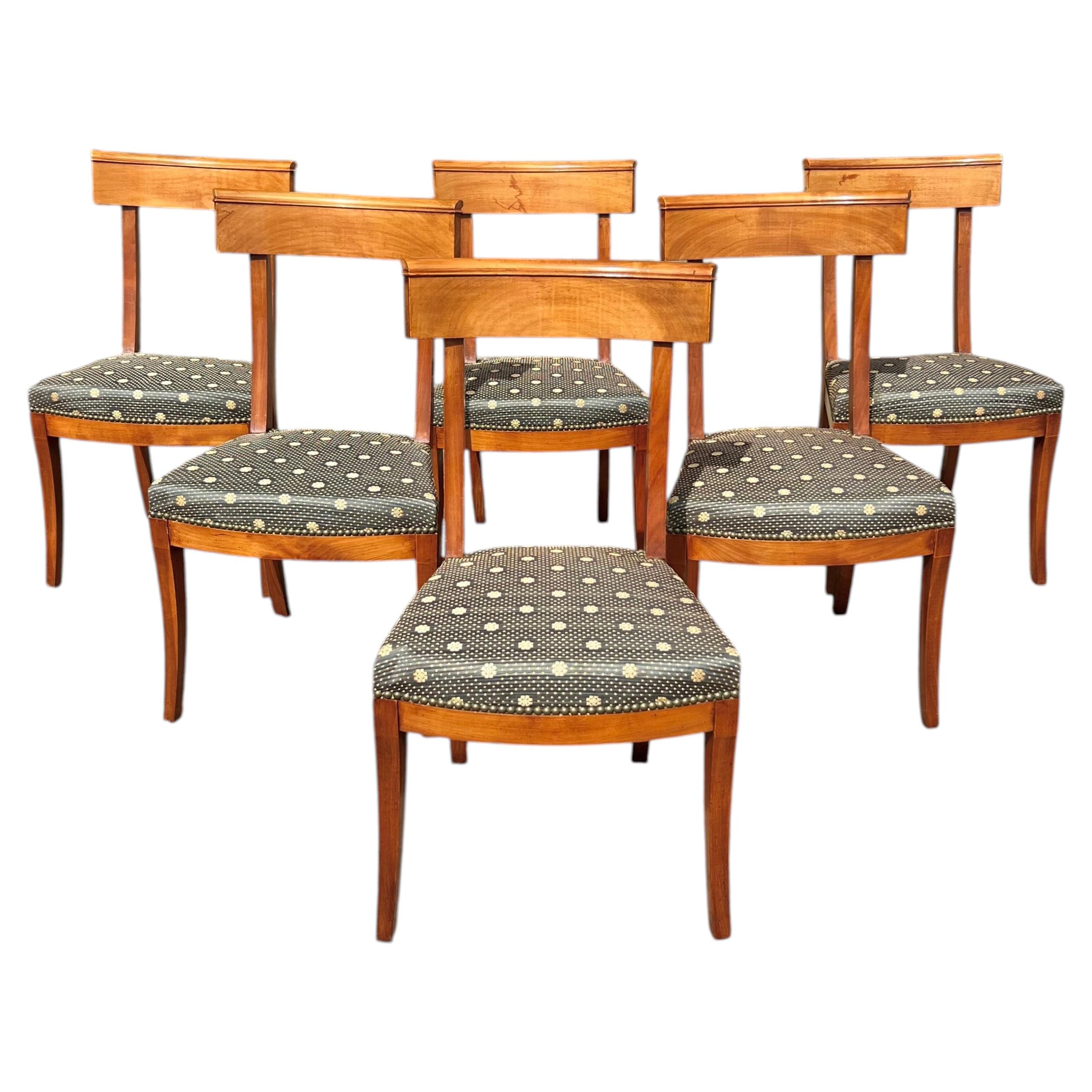French Mid-Century Modern 1950's Walnut Dining Chairs - Set of 6 For Sale