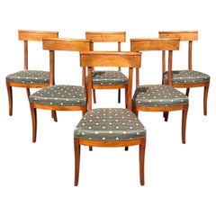 French Mid-Century Modern 1950's Walnut Dining Chairs - Set of 6
