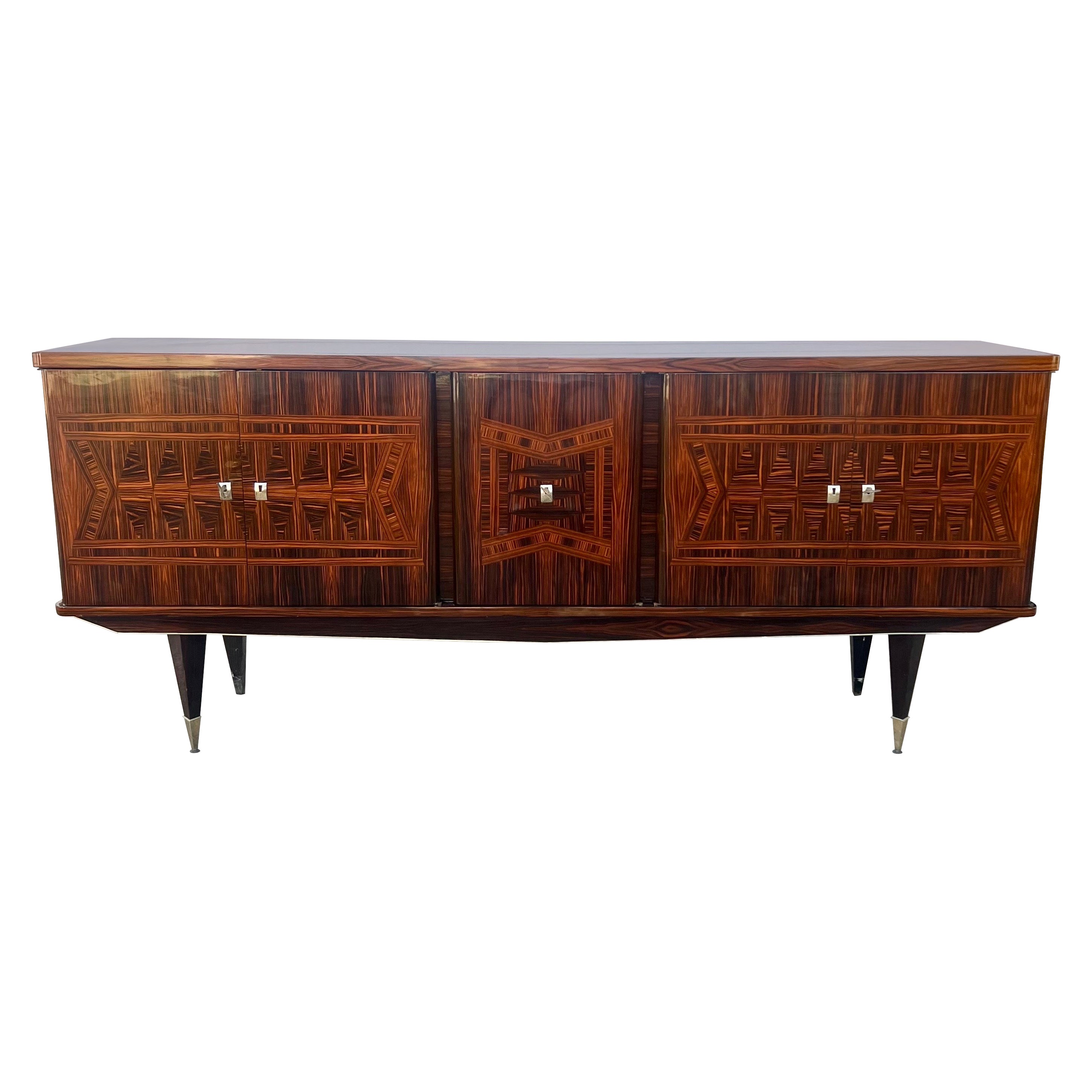 French Mid-Century Modern 1955's Macassar Ebony Sideboard