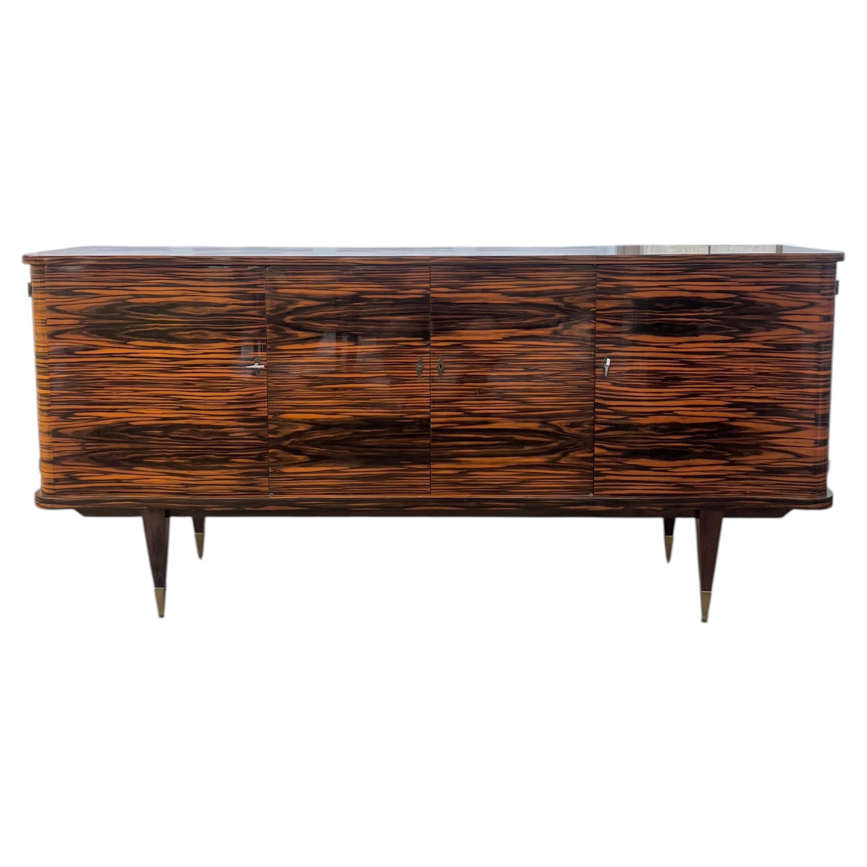 French Mid-Century Modern 1955's Macassar Ebony Sideboard For Sale