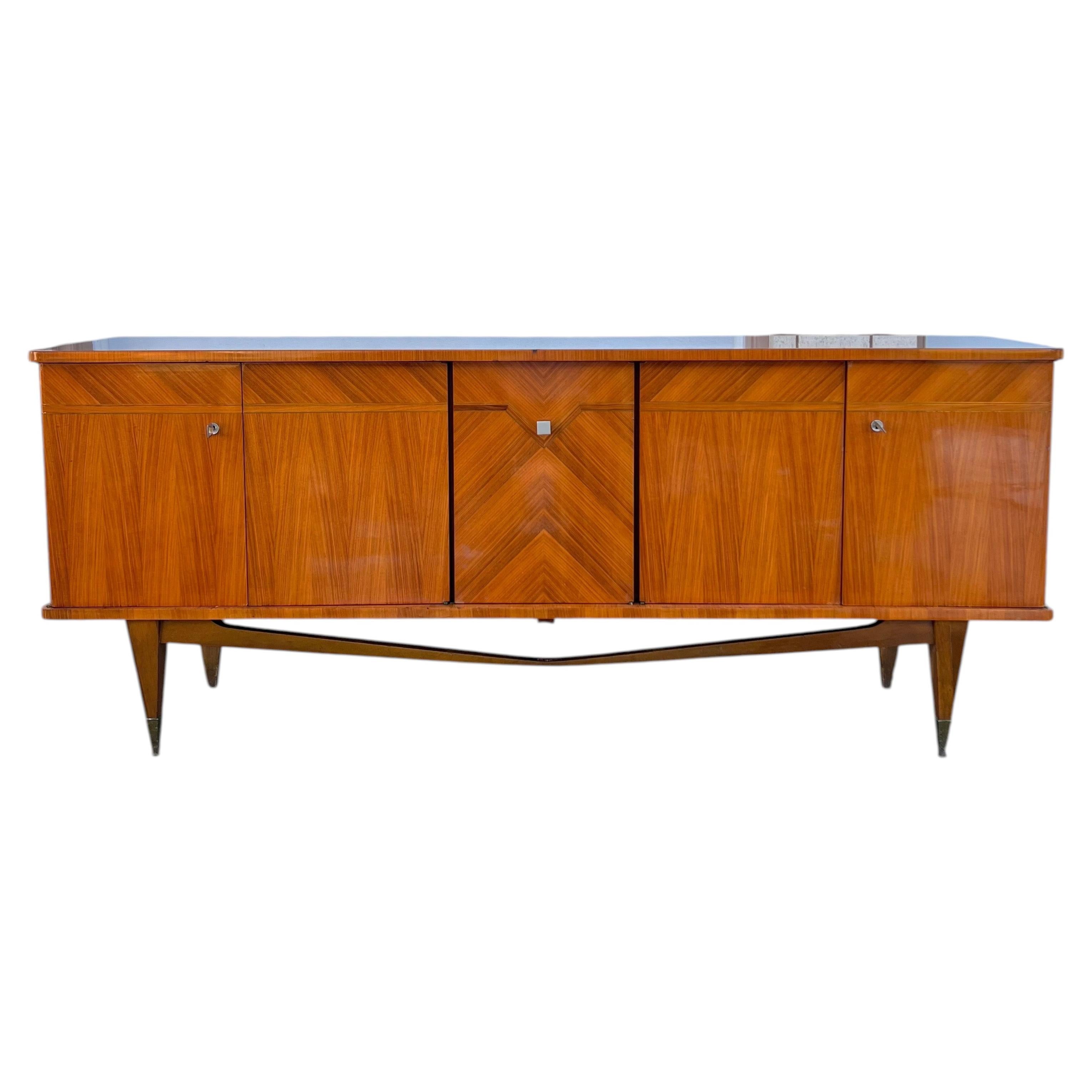 Aparador francés de estilo «Mid-Century Modern» de 1955, de caoba y con 5 puertas