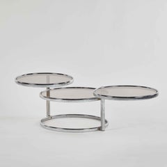 French Mid-Century Modern 1960s Round Glass Top Extending Table