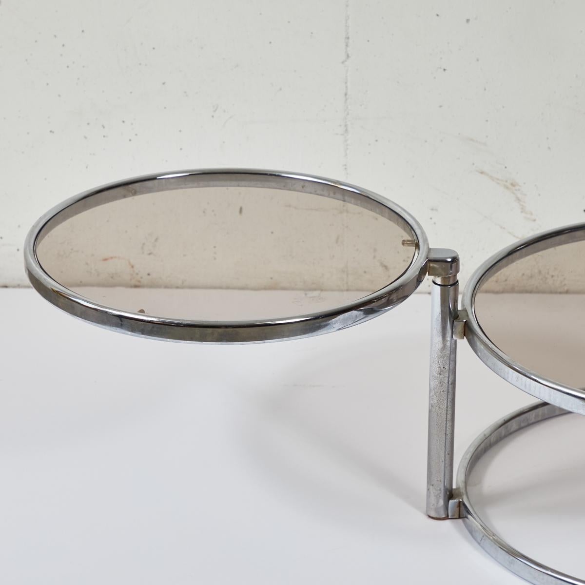 French Mid-Century Modern 1960s Round Glass Top Extending Table 3