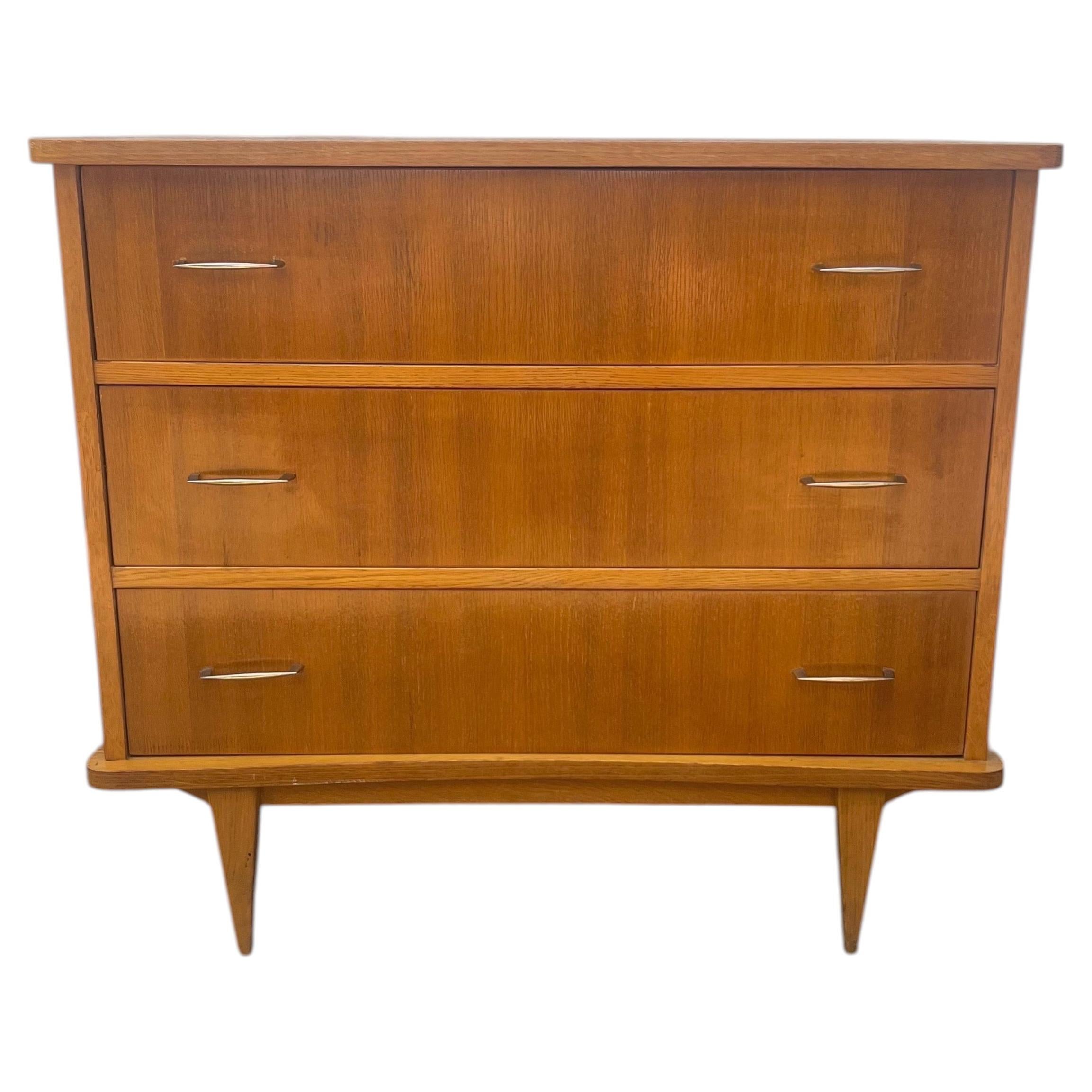 French Mid-Century Modern 1960's Walnut Commode For Sale