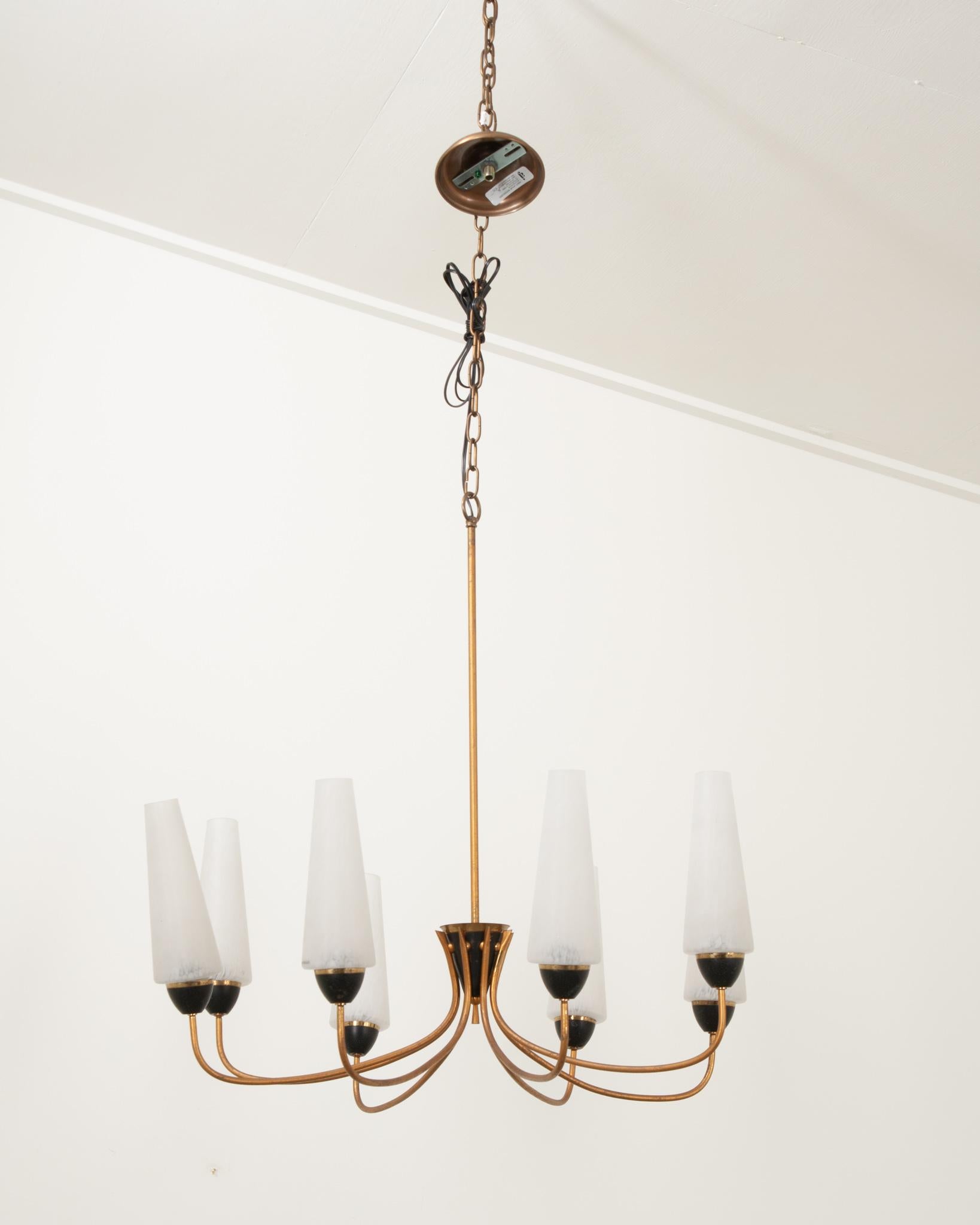 French Mid Century Modern 8 Light Chandelier For Sale 3