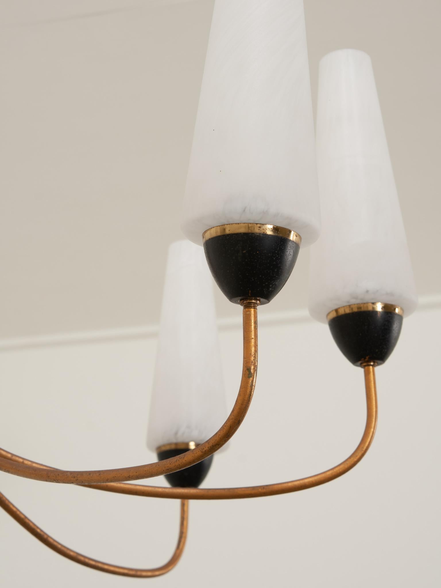 French Mid Century Modern 8 Light Chandelier In Good Condition For Sale In Baton Rouge, LA