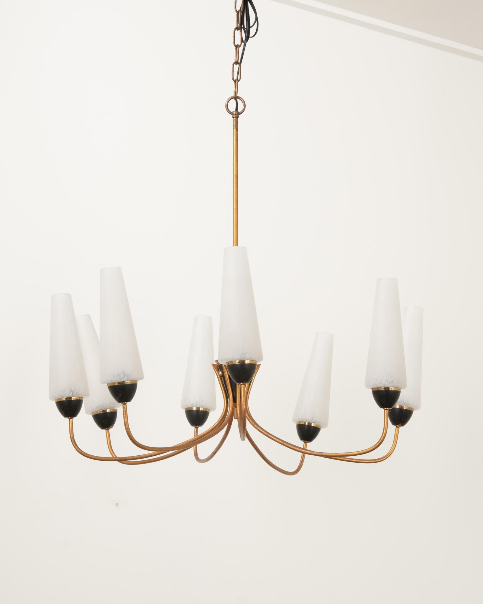 20th Century French Mid Century Modern 8 Light Chandelier For Sale