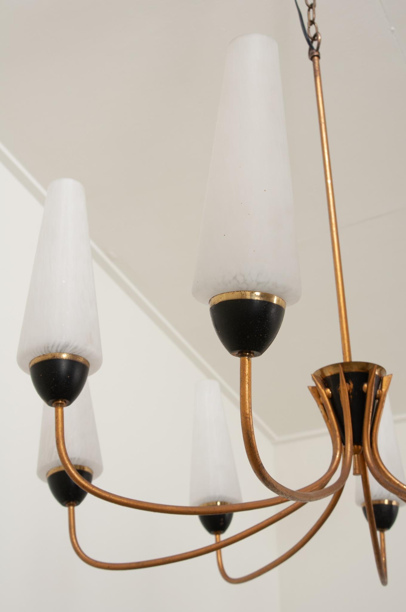 French Mid Century Modern 8 Light Chandelier For Sale 2