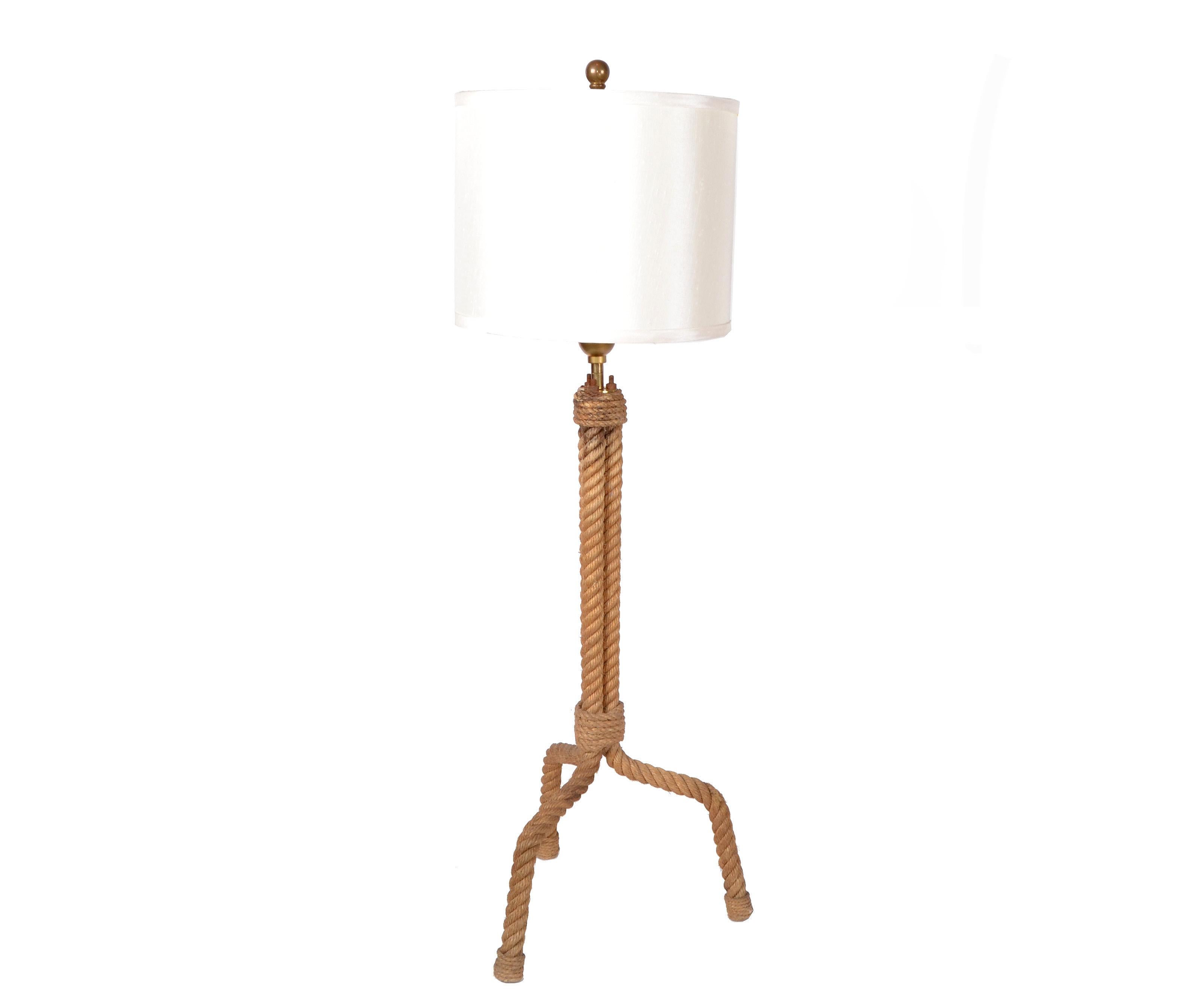 French Mid-Century Modern Audoux Minet Rope Table Lamp 4