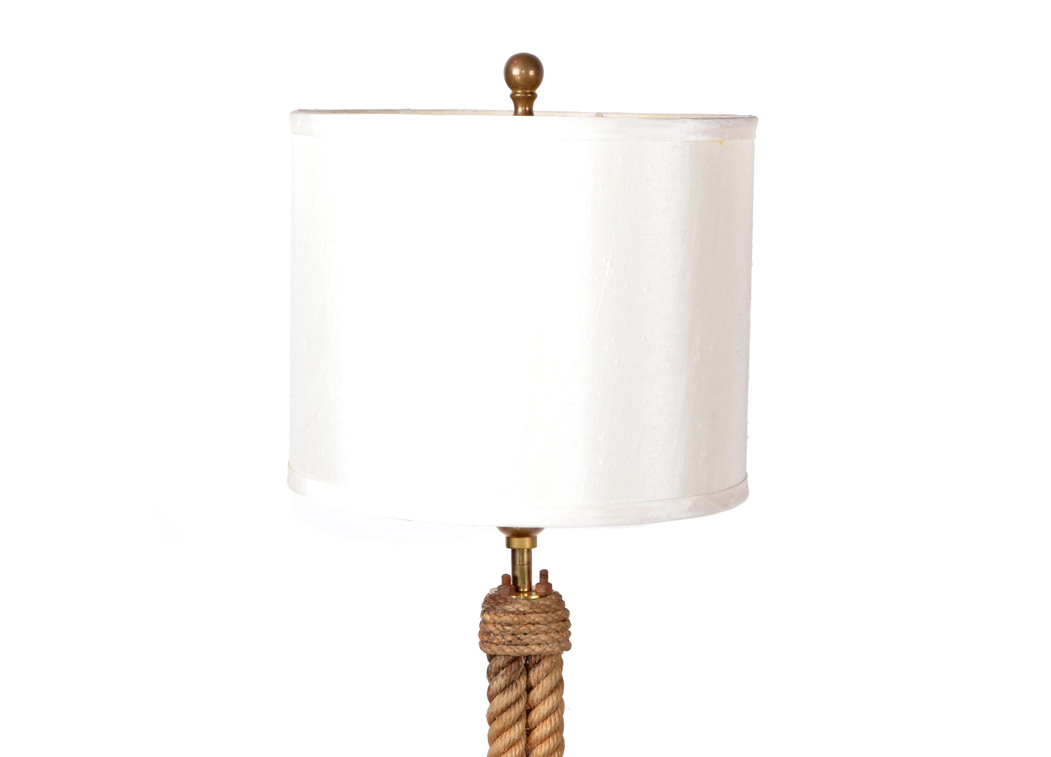 French Mid-Century Modern Audoux Minet Rope Table Lamp 5
