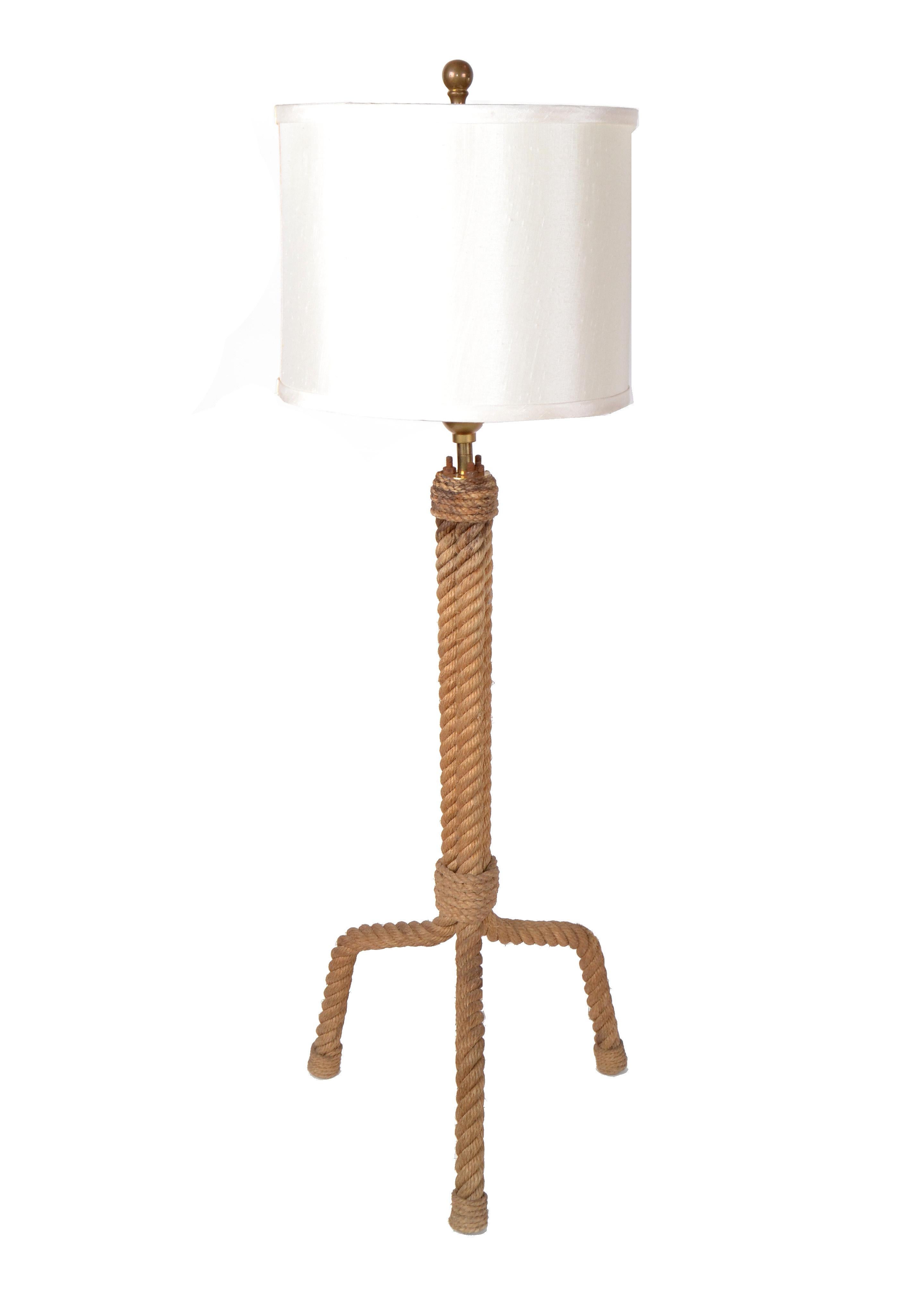French Mid-Century Modern Audoux Minet Rope Table Lamp 6